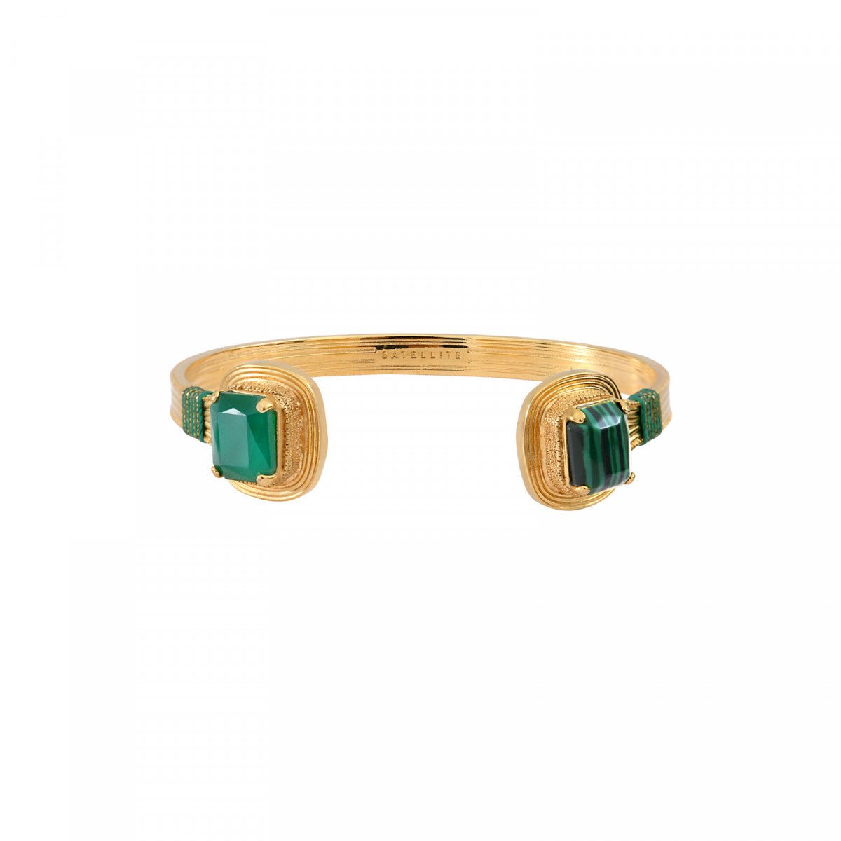 Adjustable bangle bracelet in fine gold plating. SATELLITE PARIS Green