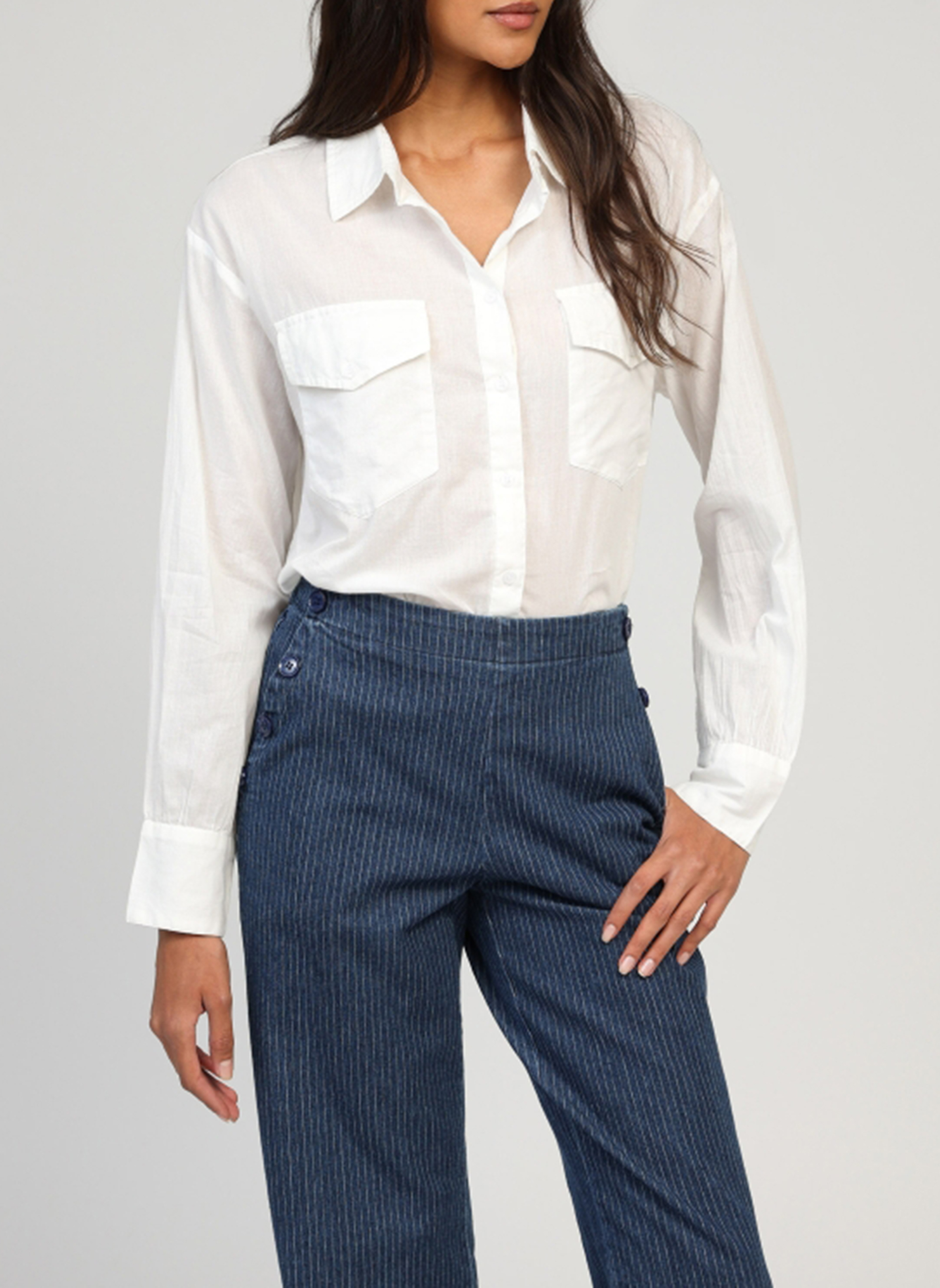 Rechte katoenen blouse met knoopsluiting AN'GE Wit
