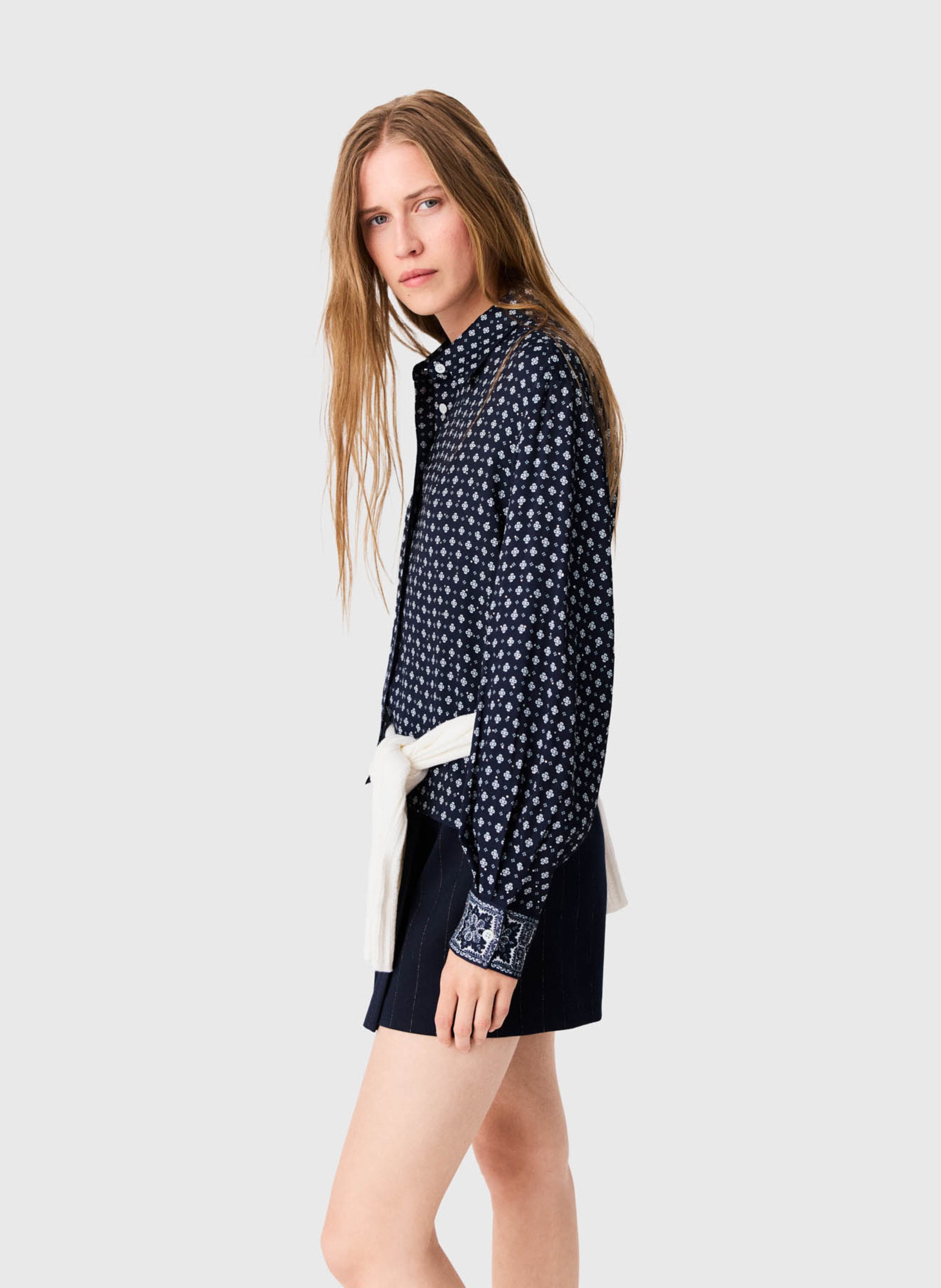 Chemise à pois MAJE Bleu