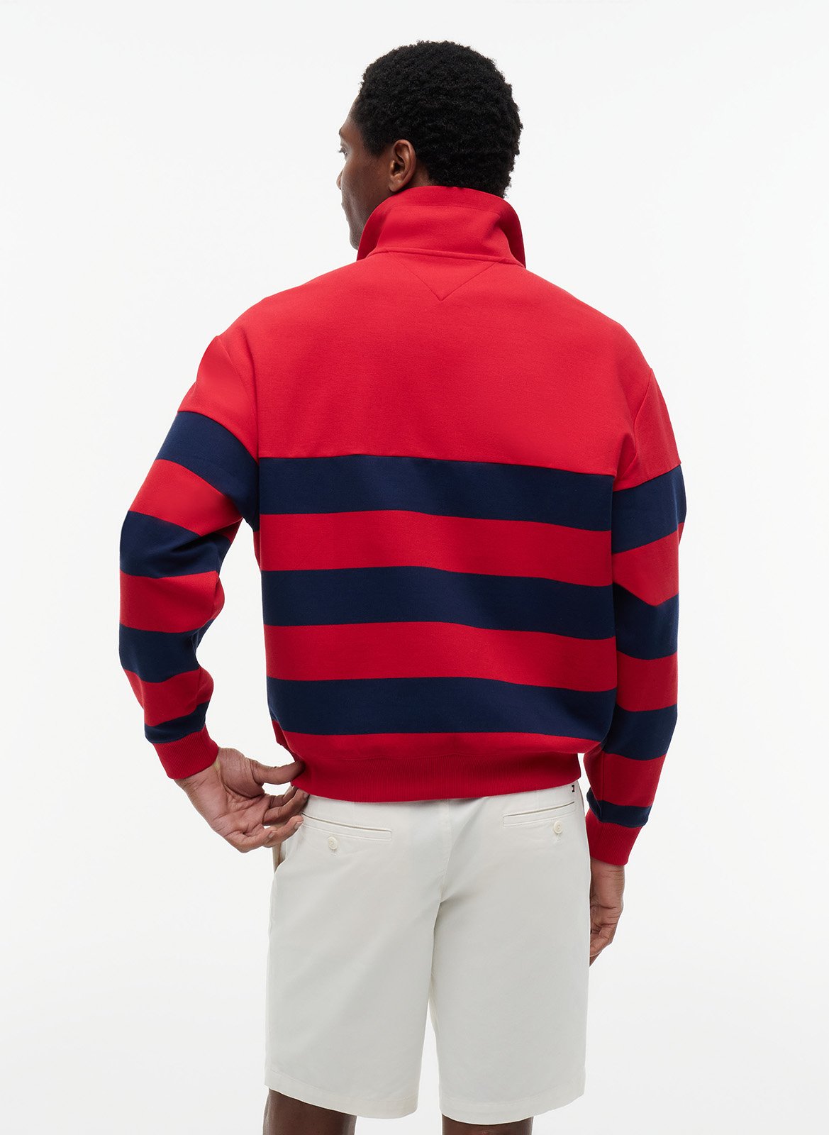 Striped mock neck zip-up sweatshirt TOMMY HILFIGER Red