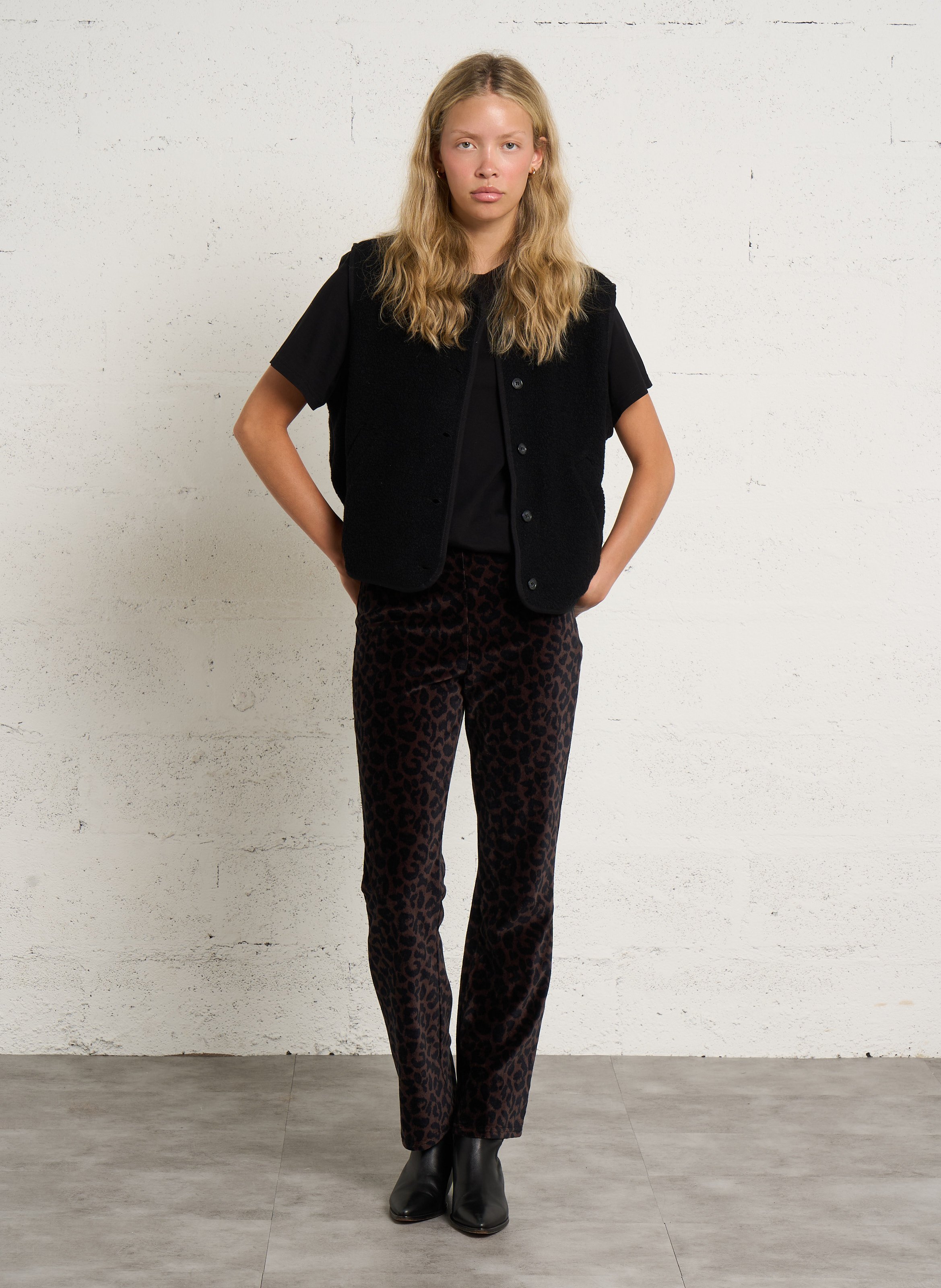 Straight-leg printed cotton-blend pants DES PETITS HAUTS Brown