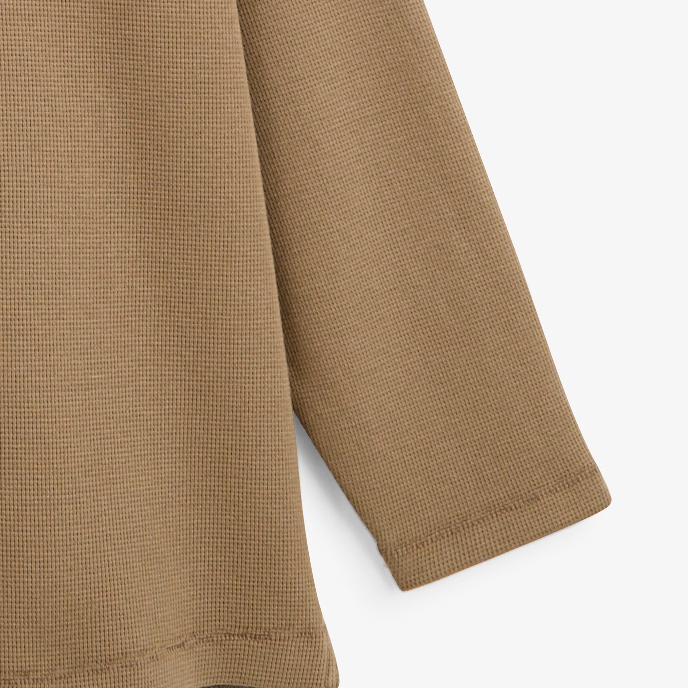 Long-sleeve round neck waffle cotton t-shirt in cashmere brown by sbplay SERGE BLANCO Brown