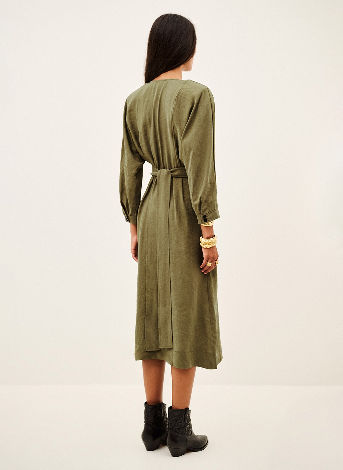 Belted midi dress BA&SH Khaki