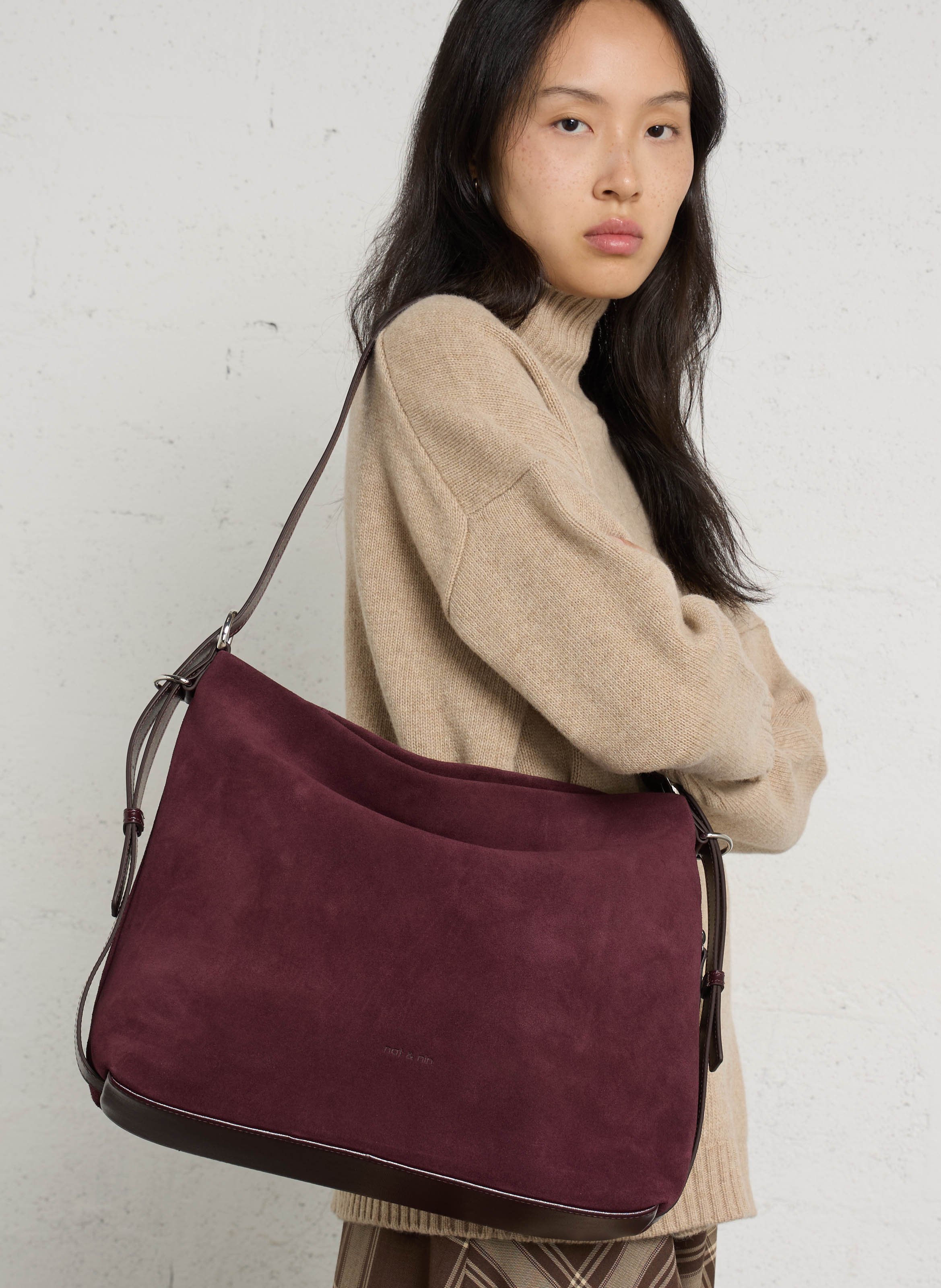 Grote leren tas NAT & NIN Violet