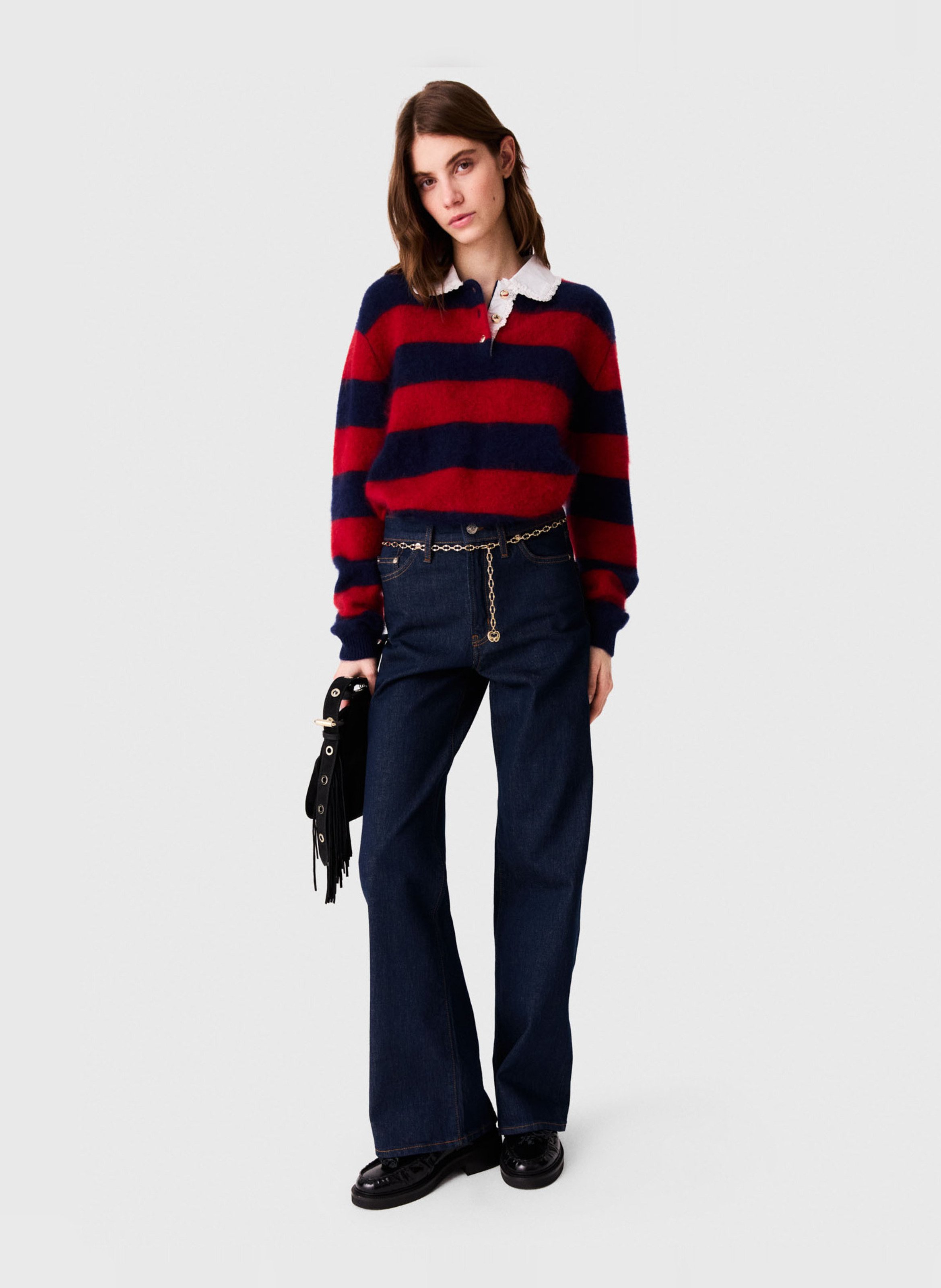 Cotton-blend straight-leg jeans MAJE Blue