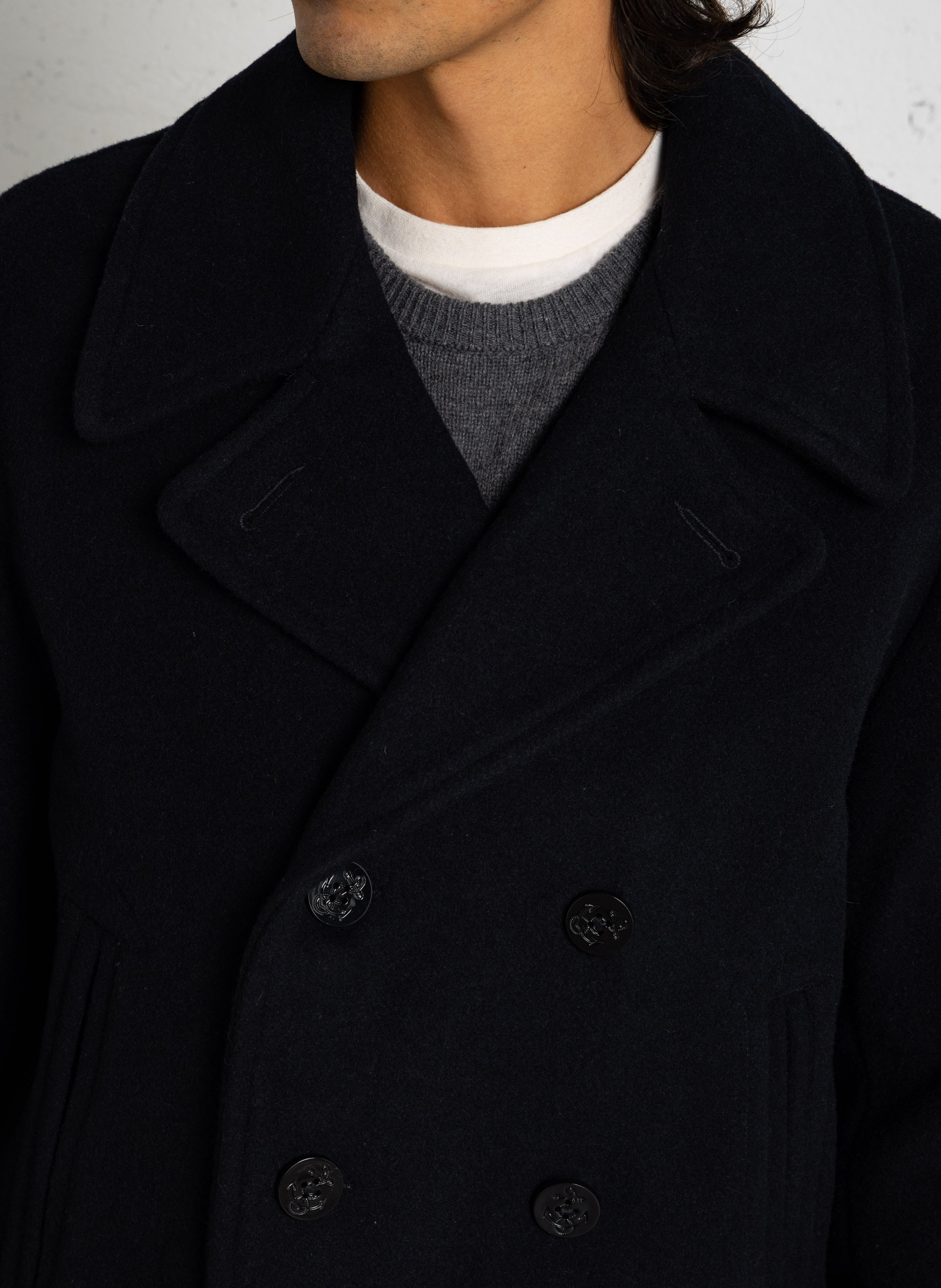 Wool-blend coat with tailored collar SCHOTT Blue