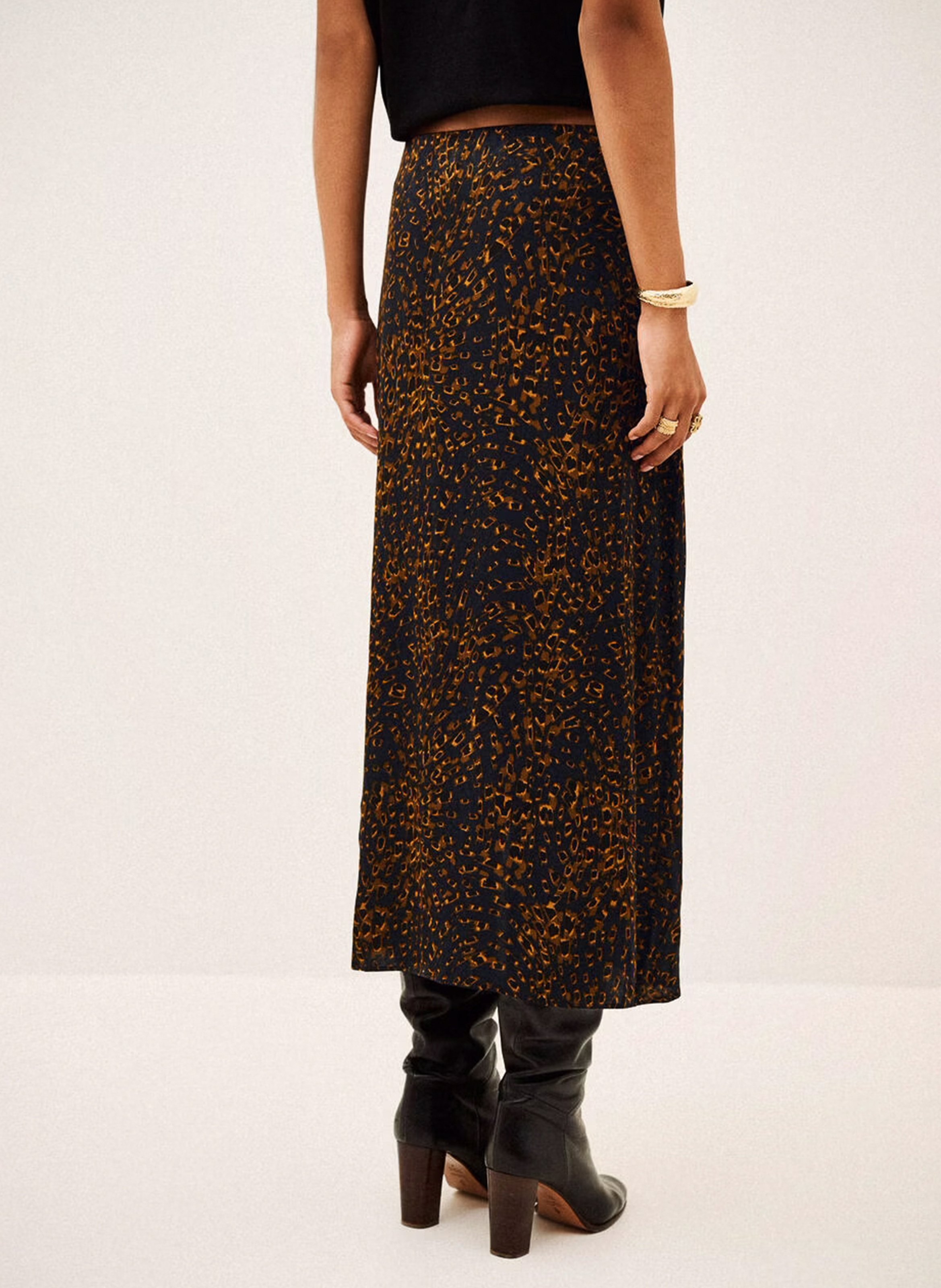 Midi asymmetrischer Rock mit Mustern BA&SH Blau