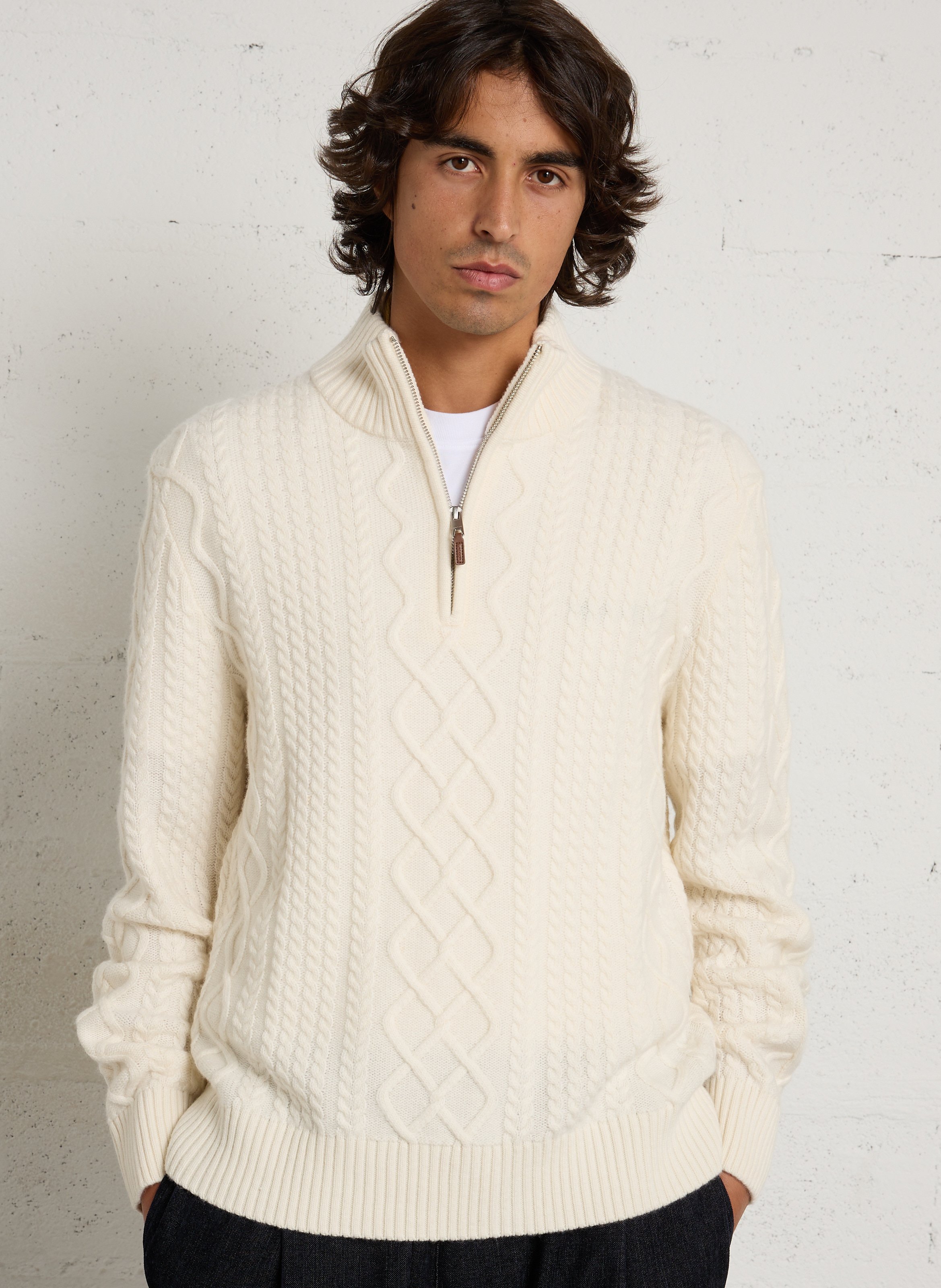 Pull droit col montant en laine mélangée GANT Beige