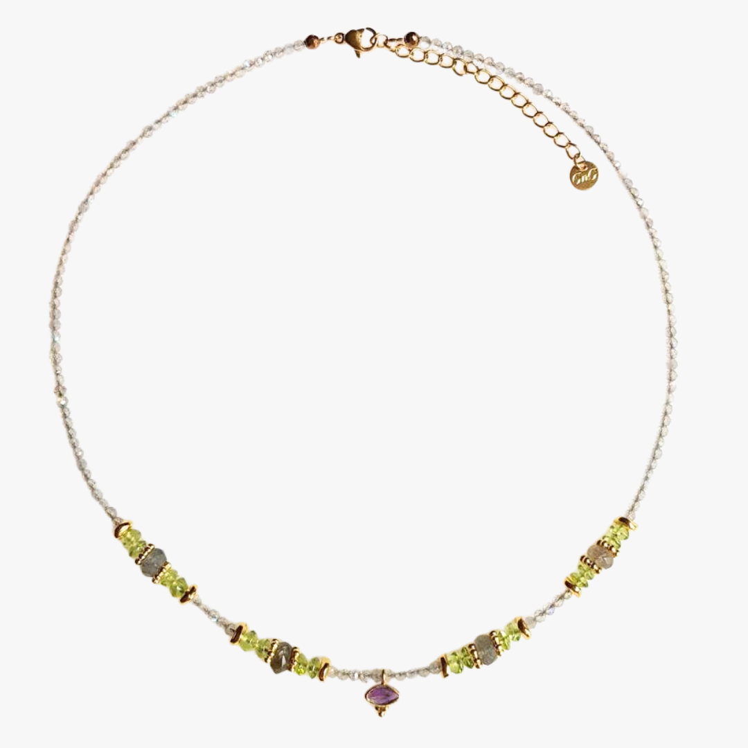 Peridot and amethyst necklace GINANDGER Purple