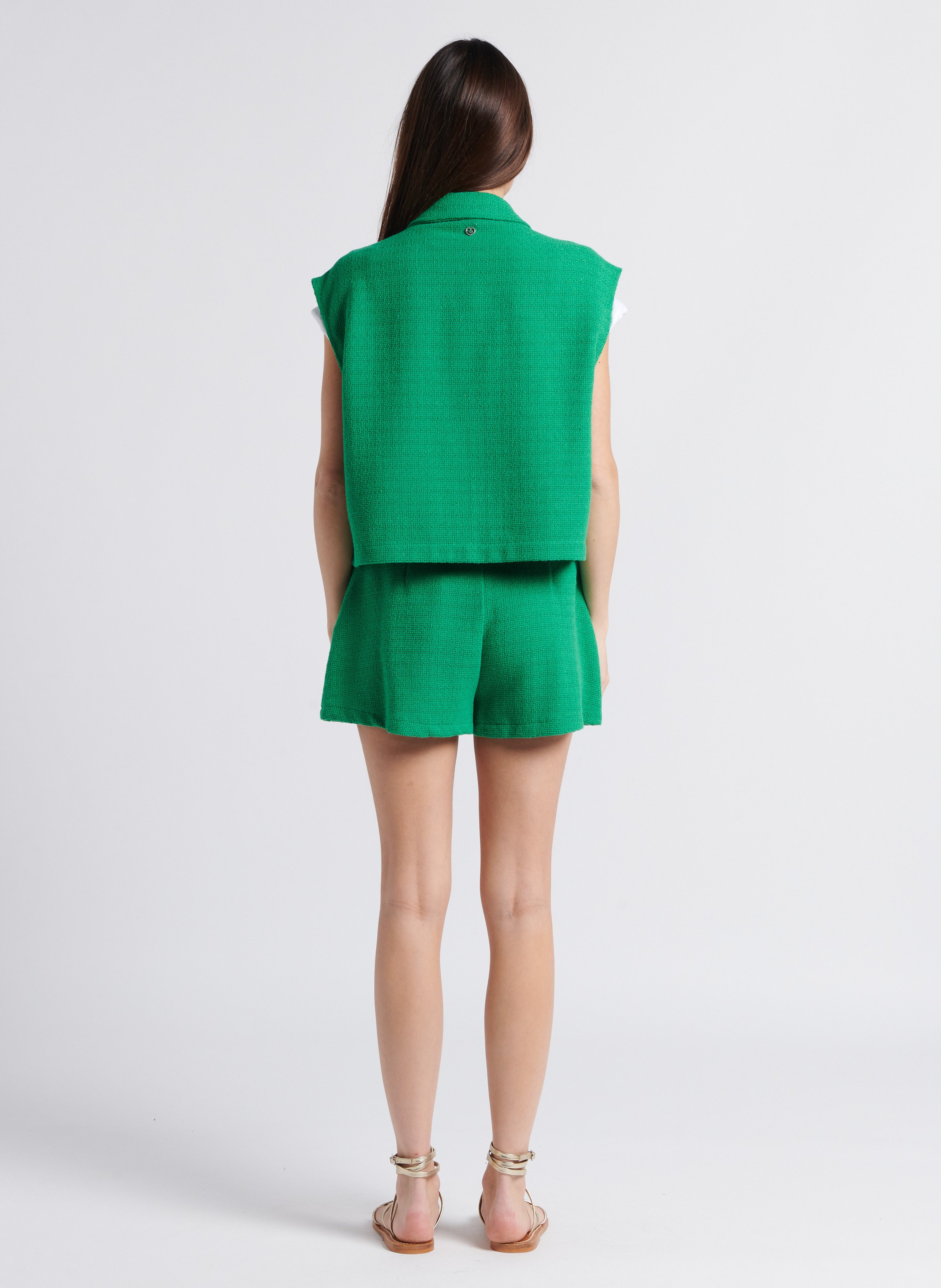 Straight-leg cotton-blend shorts PLEASE Green