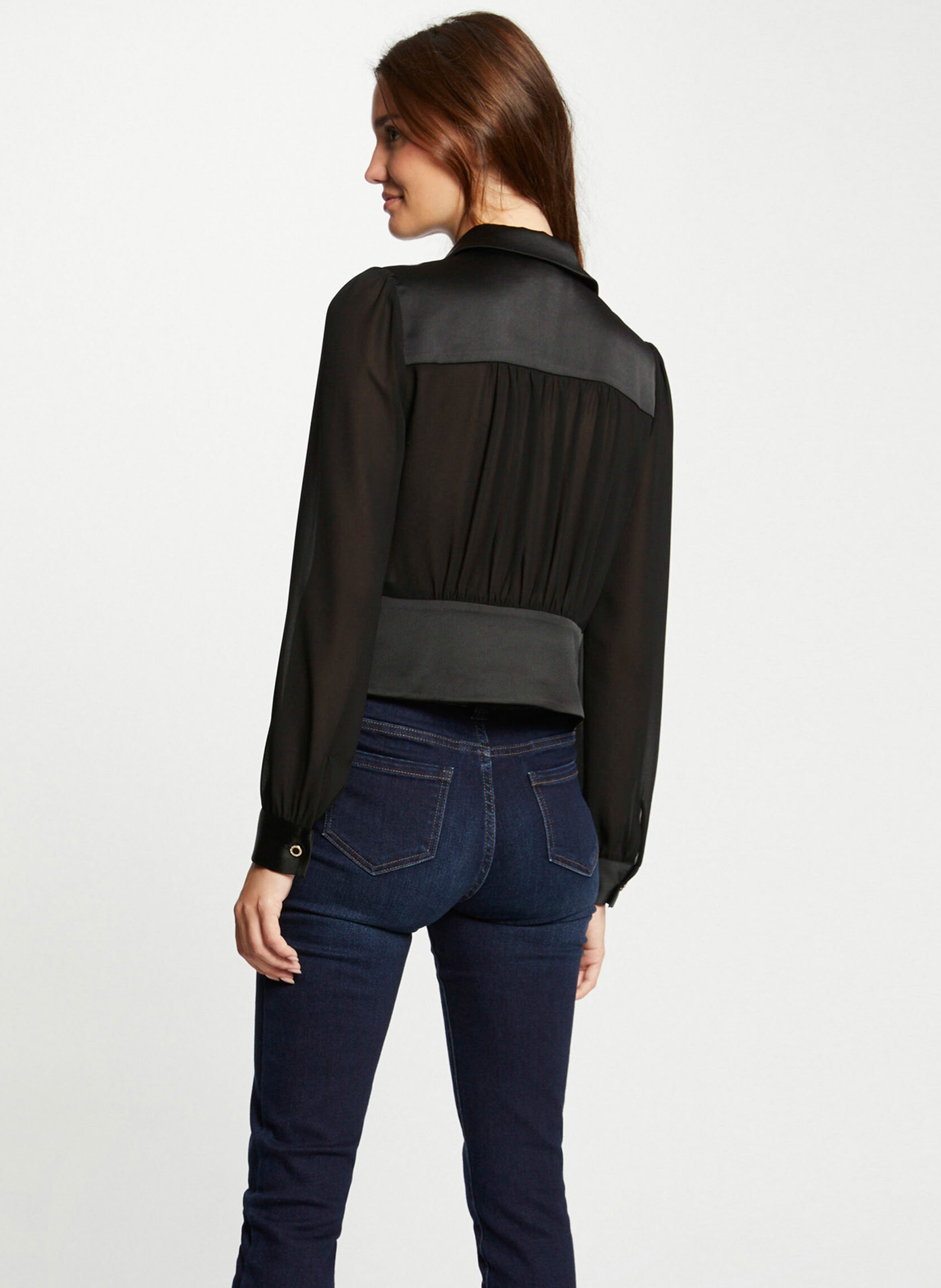 Blouse met overhemdkraag MORGAN Zwart