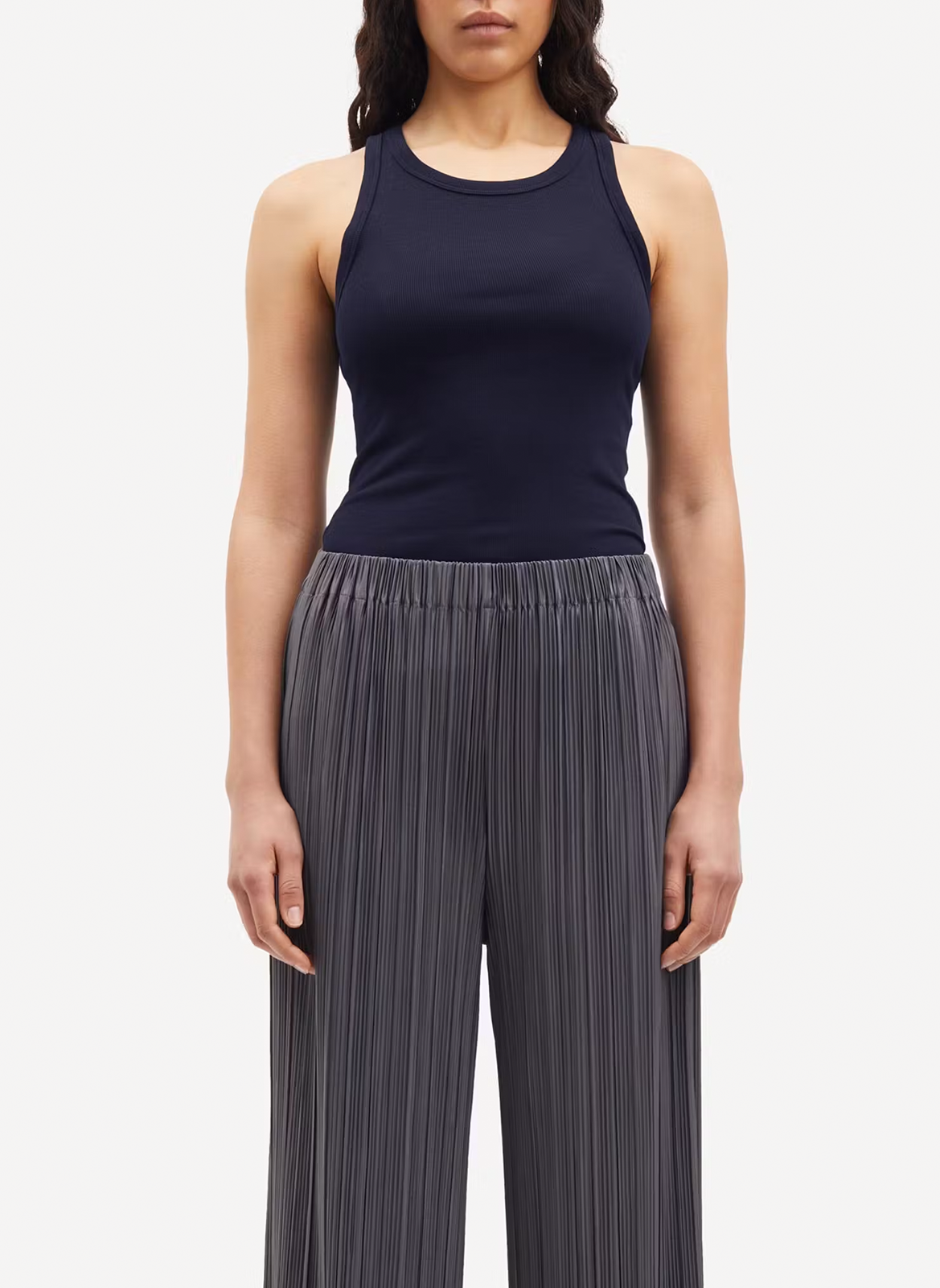 Ribbed organic cotton tank top with round neck SAMSOE SAMSOE