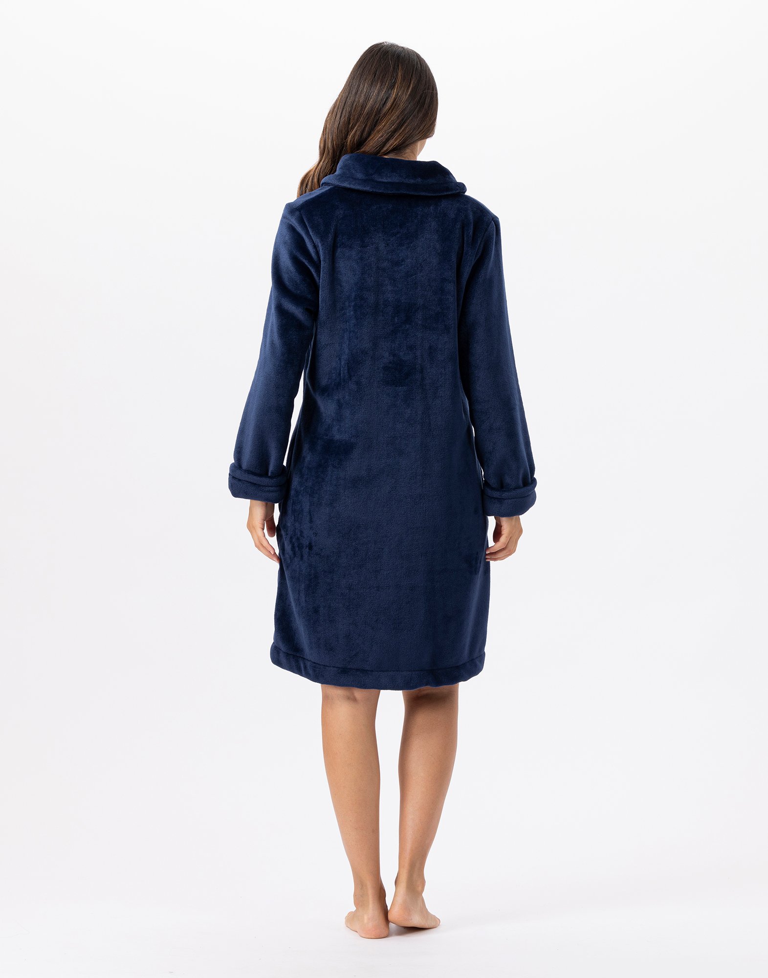 Zippered Plush Flannel Robe LE CHAT Blue