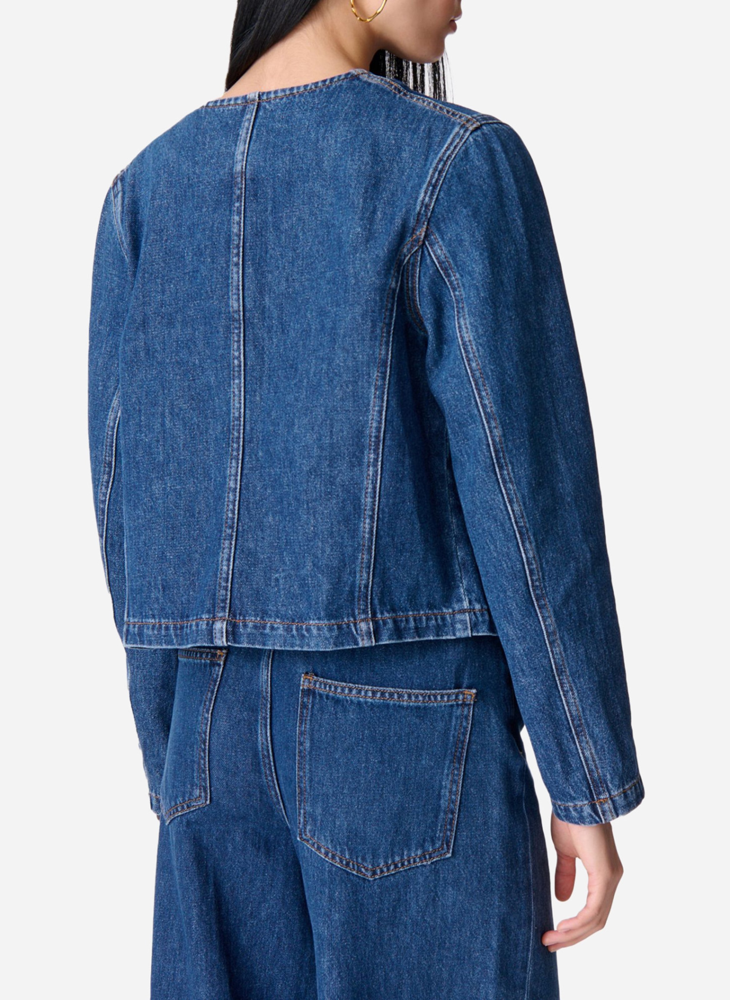 Cropped denim jacket with decorative buttons VANESSA BRUNO Blue