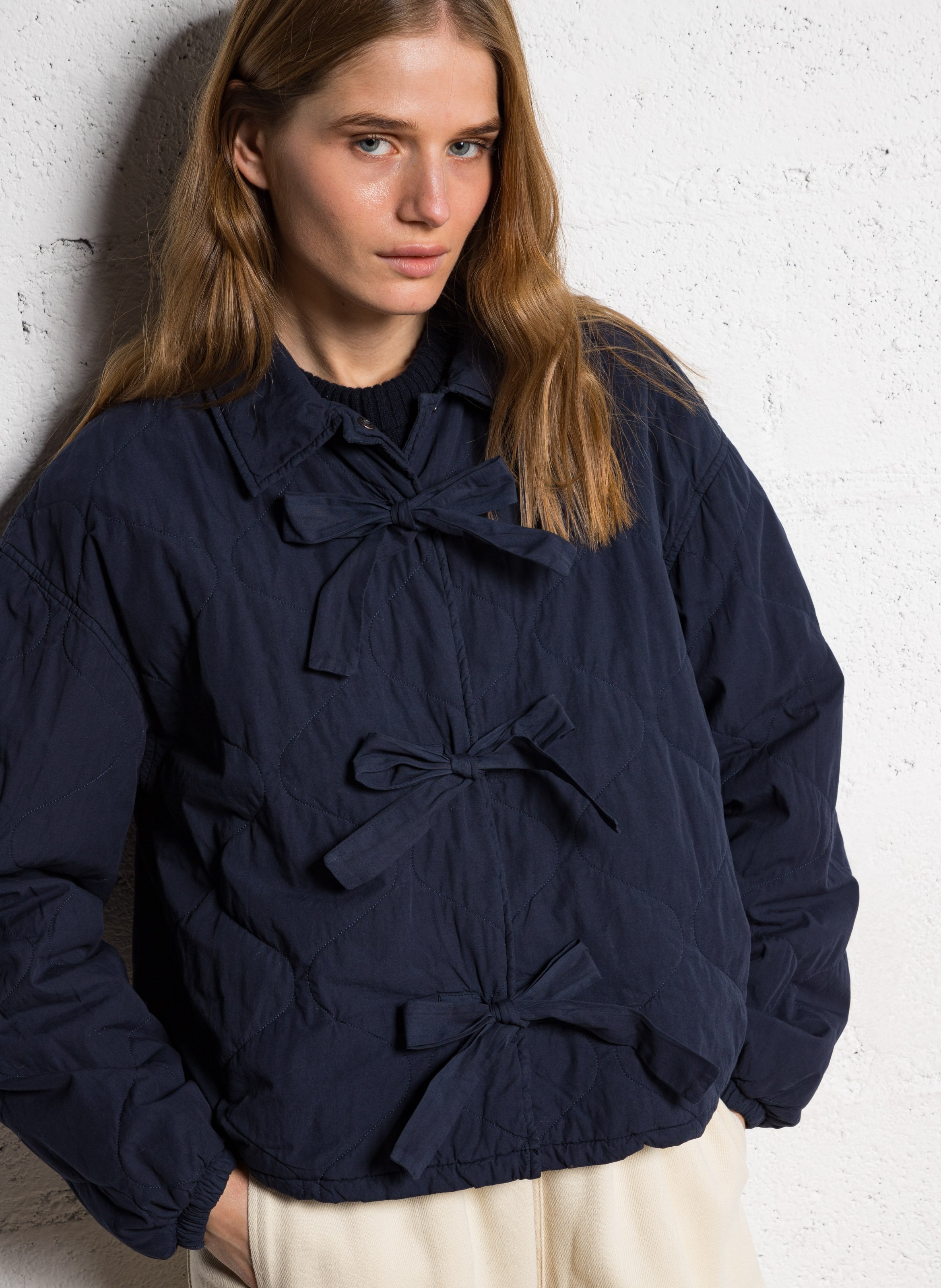 Ruimvallend, gewatteerd, katoenen jasje THE NEW SOCIETY Blauw