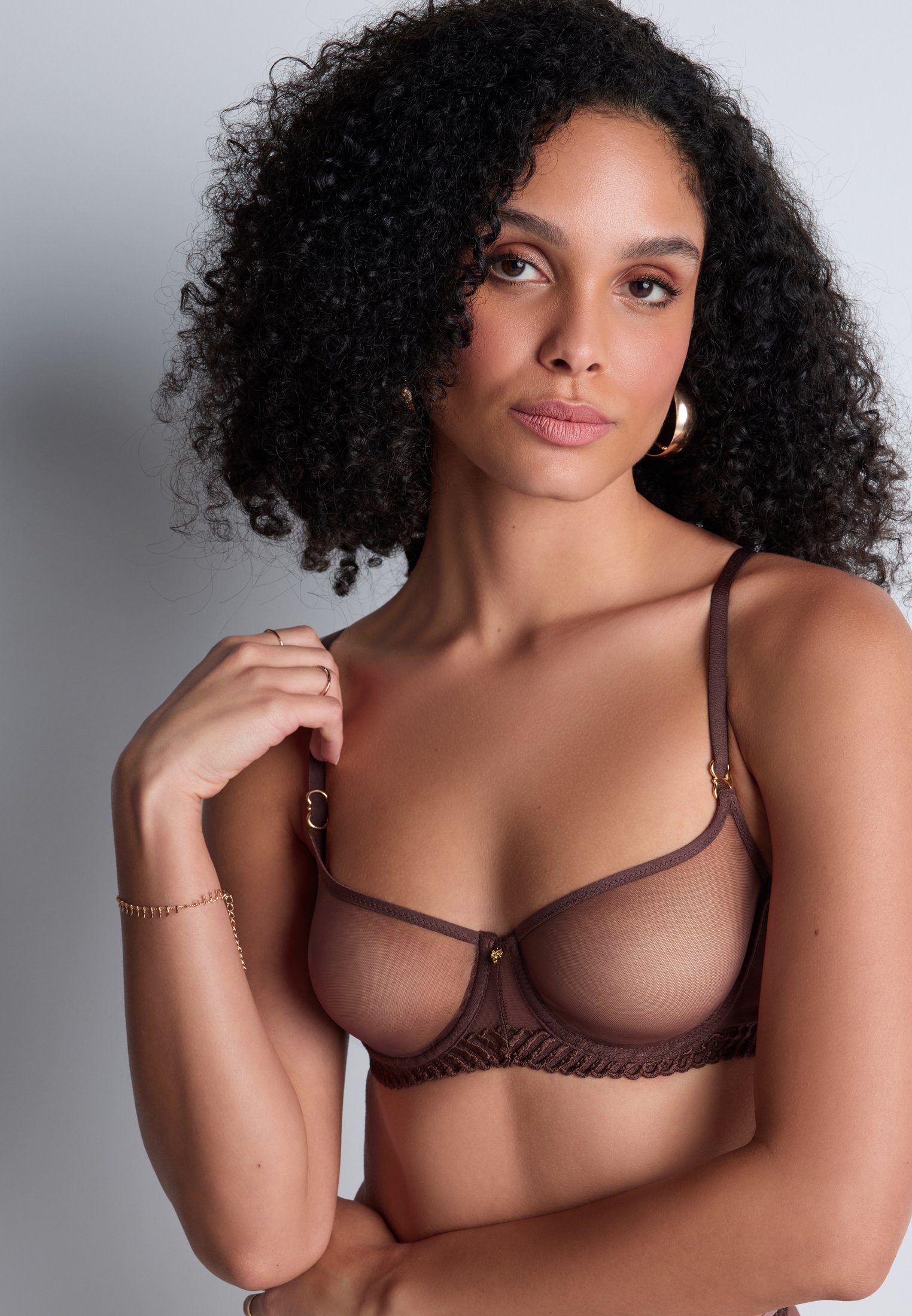 Underwired demi-cup bra AUBADE Brown