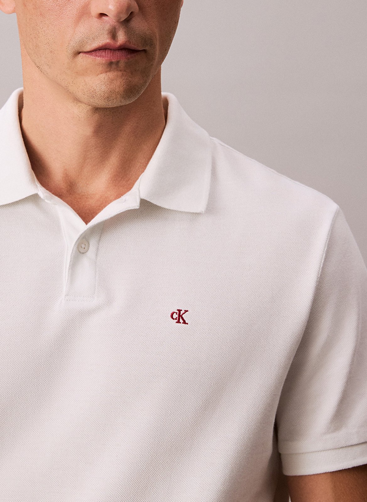 Polo manches courtes regular en coton CALVIN KLEIN Blanc