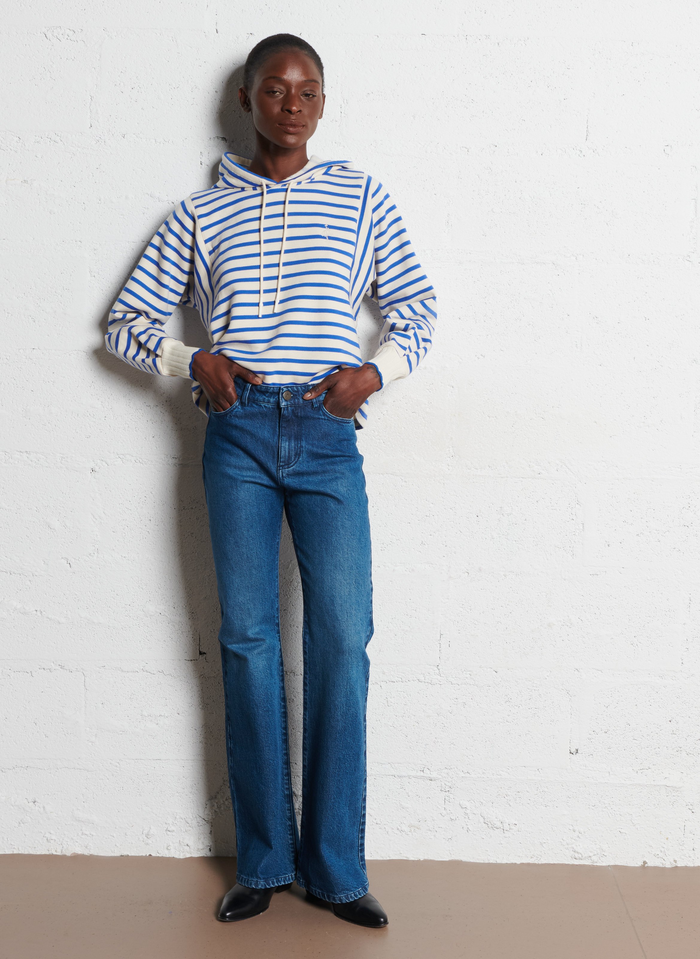 Jean évasé en coton mélangé ONE STEP Bleu