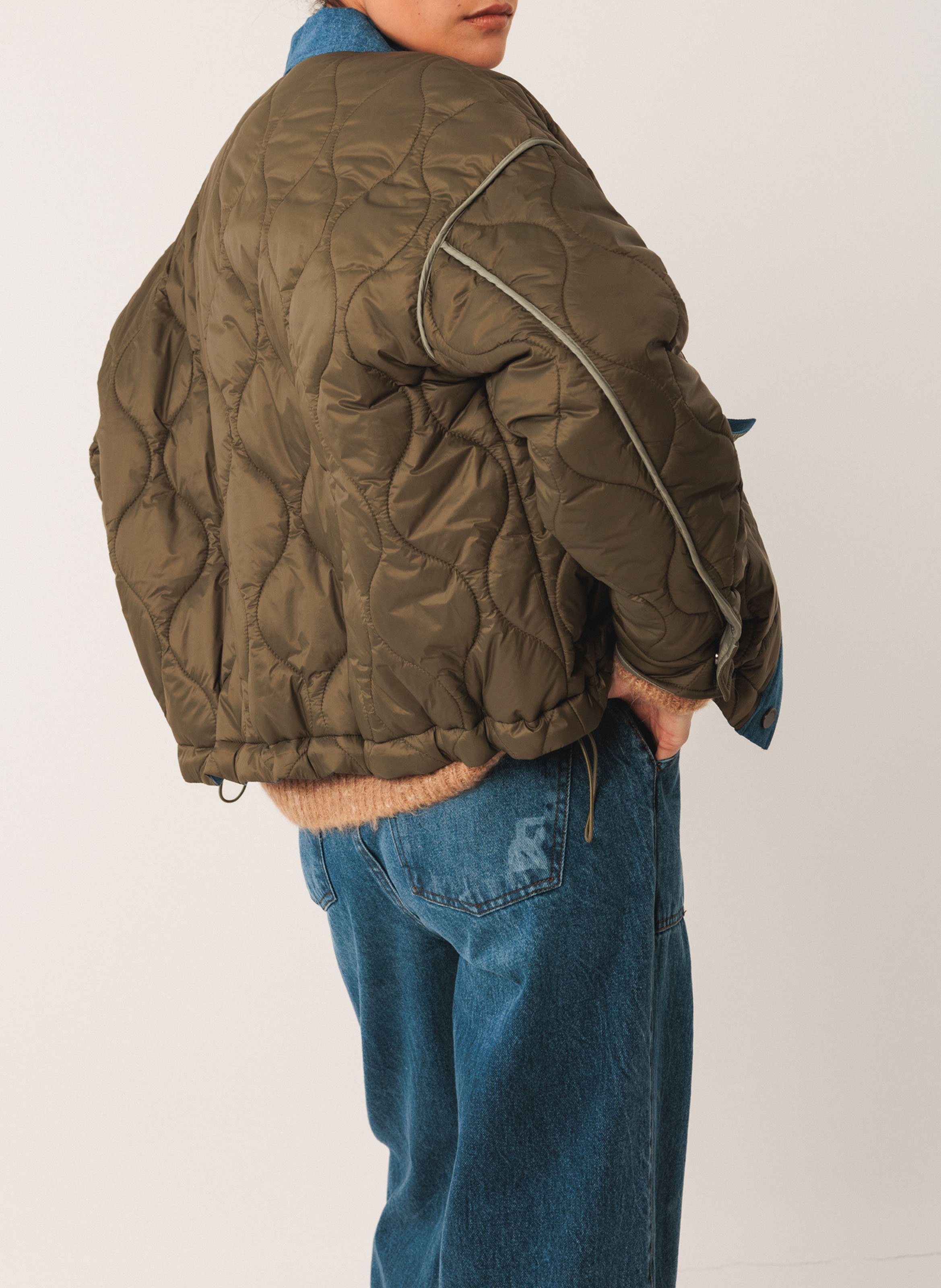 Veste oversize matelassée INDI & COLD Kaki