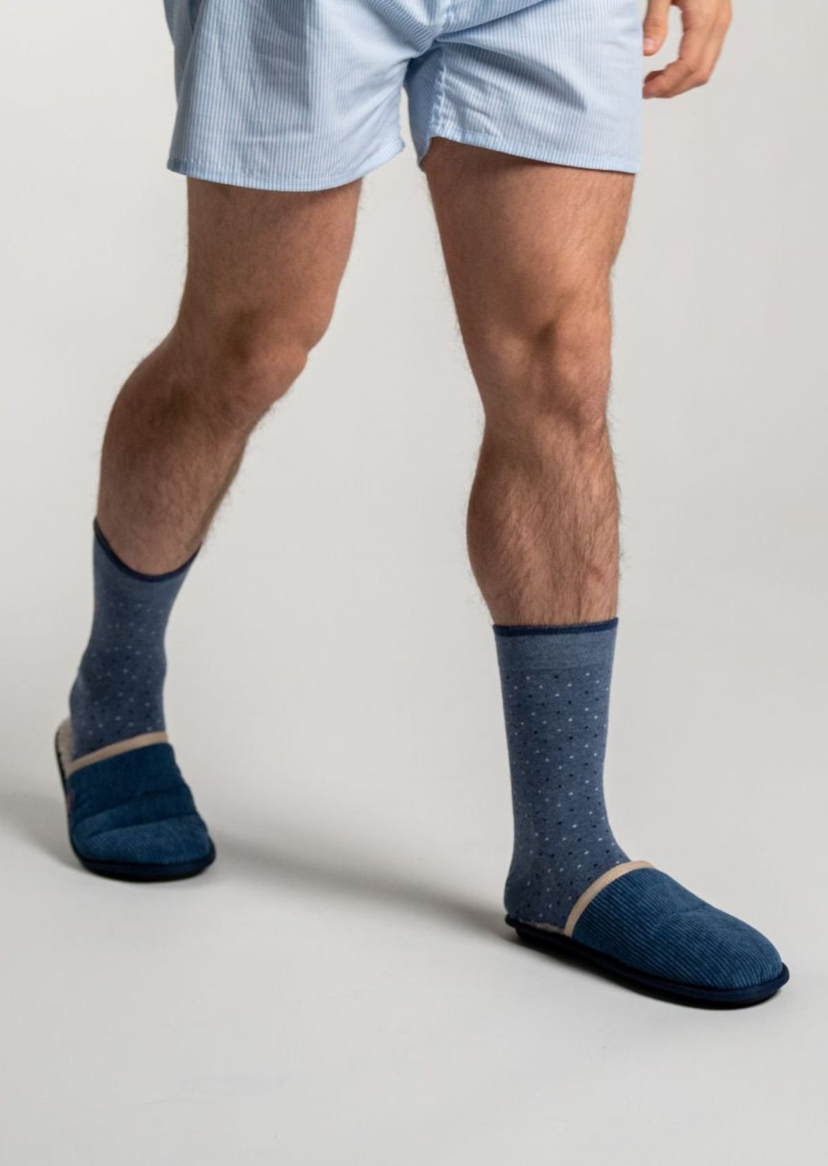 Corduroy slippers BILLYBELT Blue