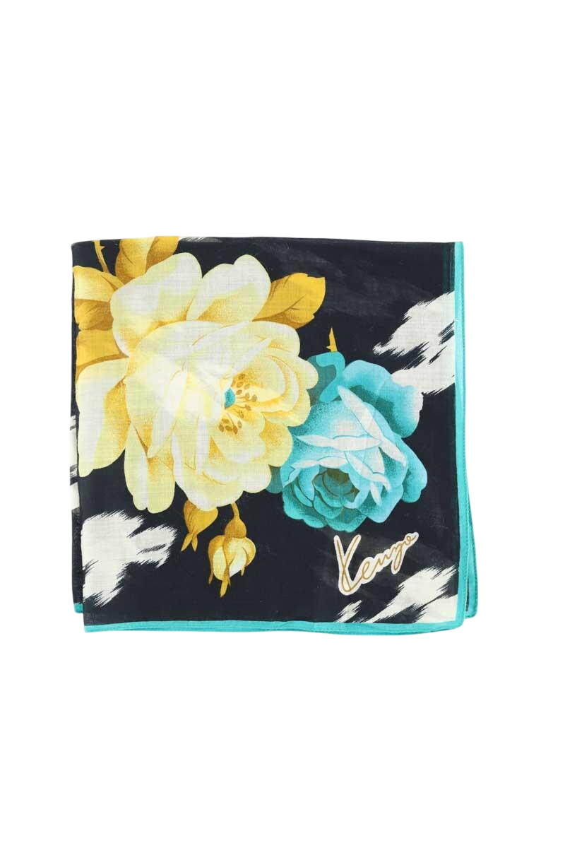 Cotton square scarf KENZO - SECONDE MAIN Black