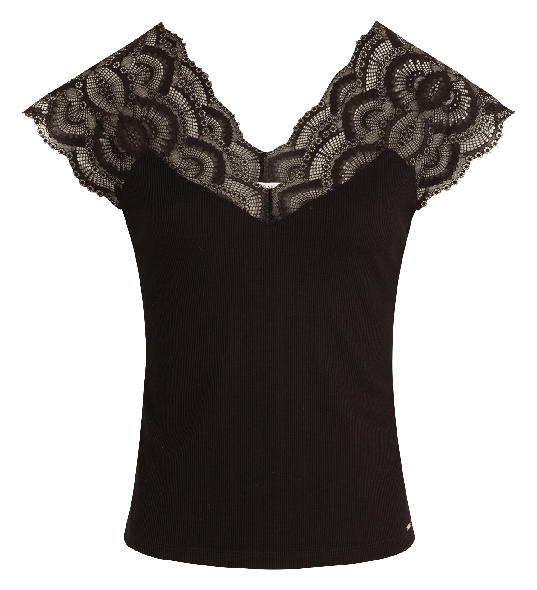 Top col v en dentelle MORGAN Bleu