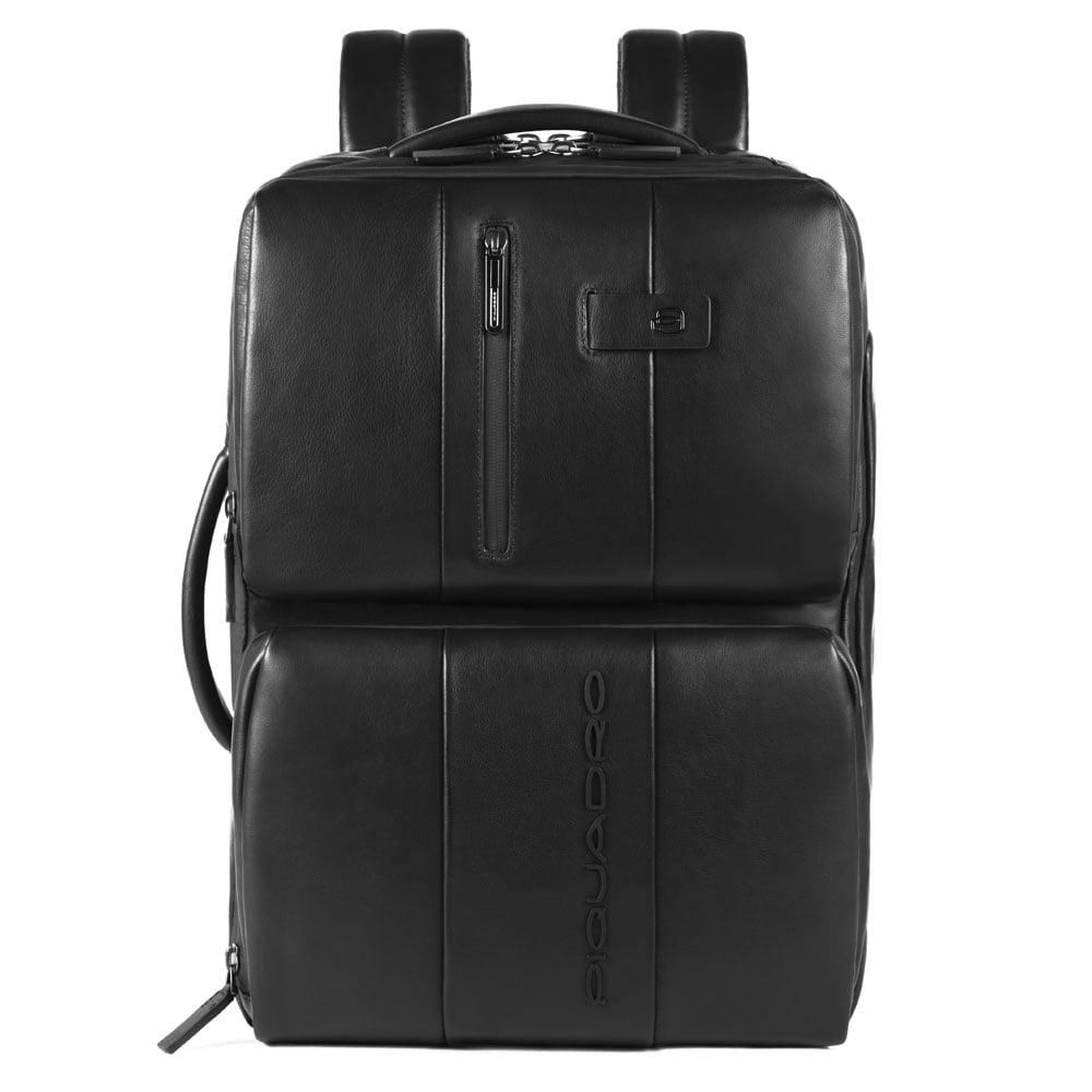 Leather backpack PIQUADRO Black