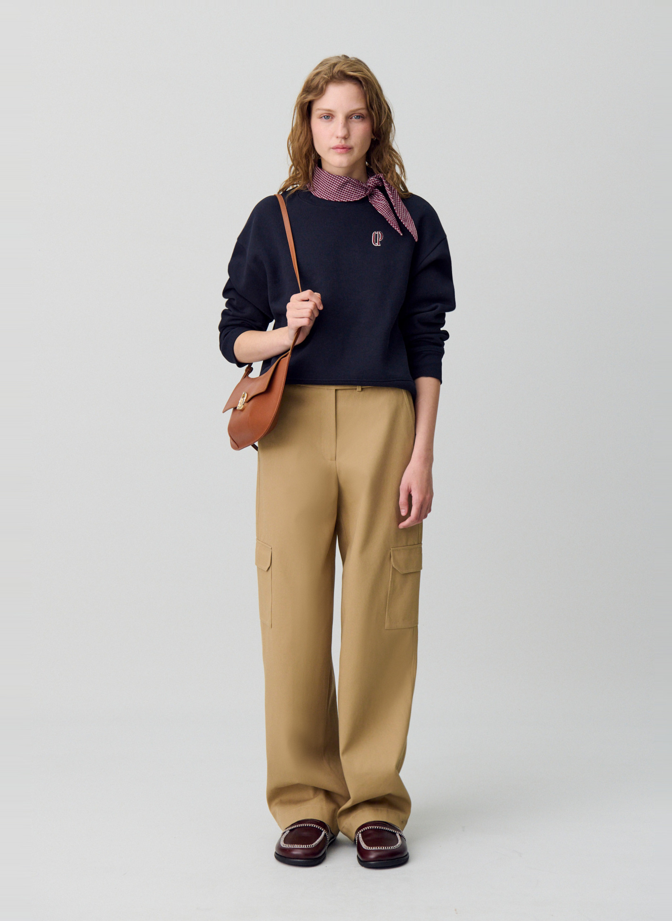 Cotton-mix round-neck sweatshirt CLAUDIE PIERLOT Blue