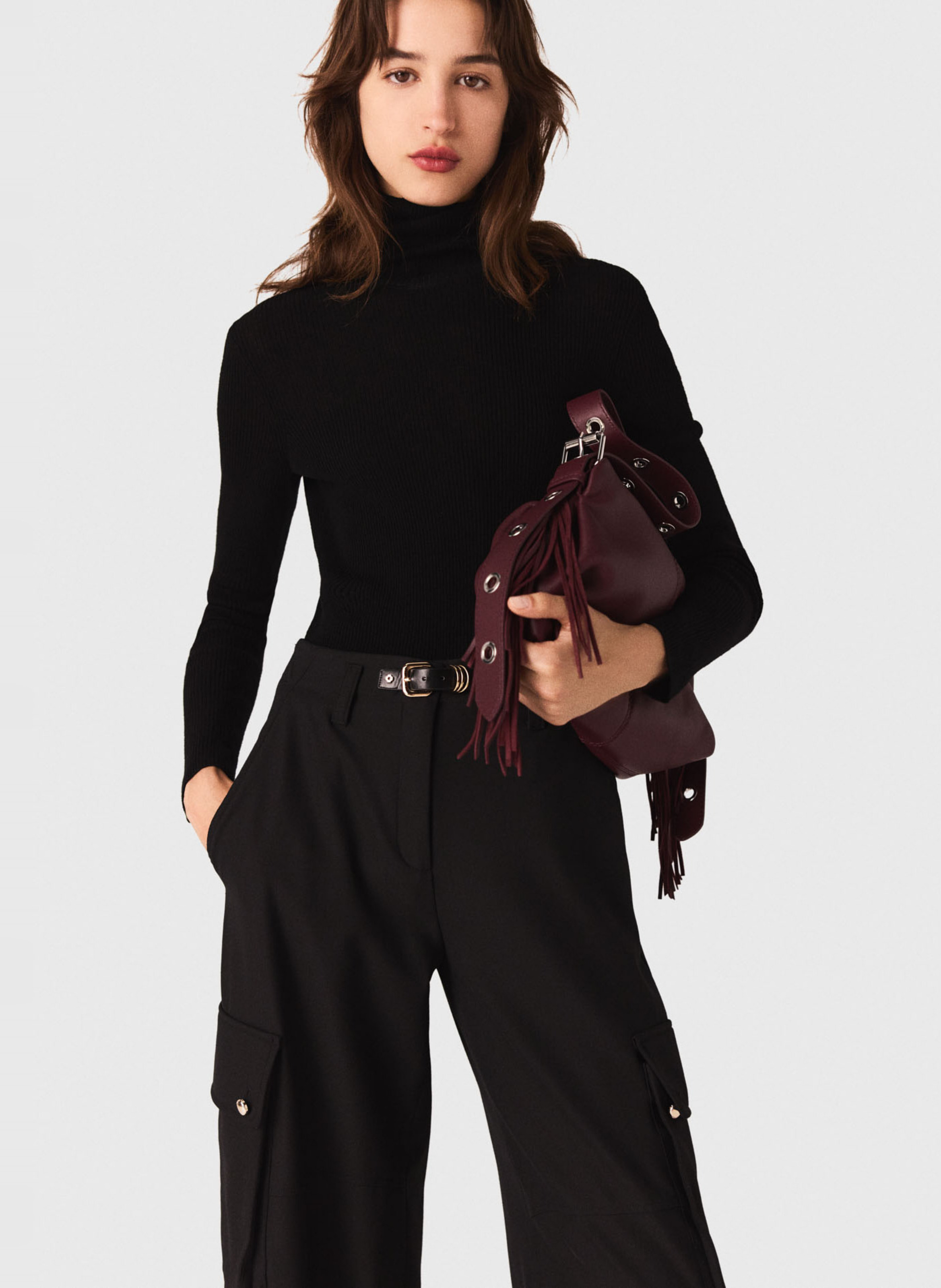 Pull col montant en laine mélangée MAJE