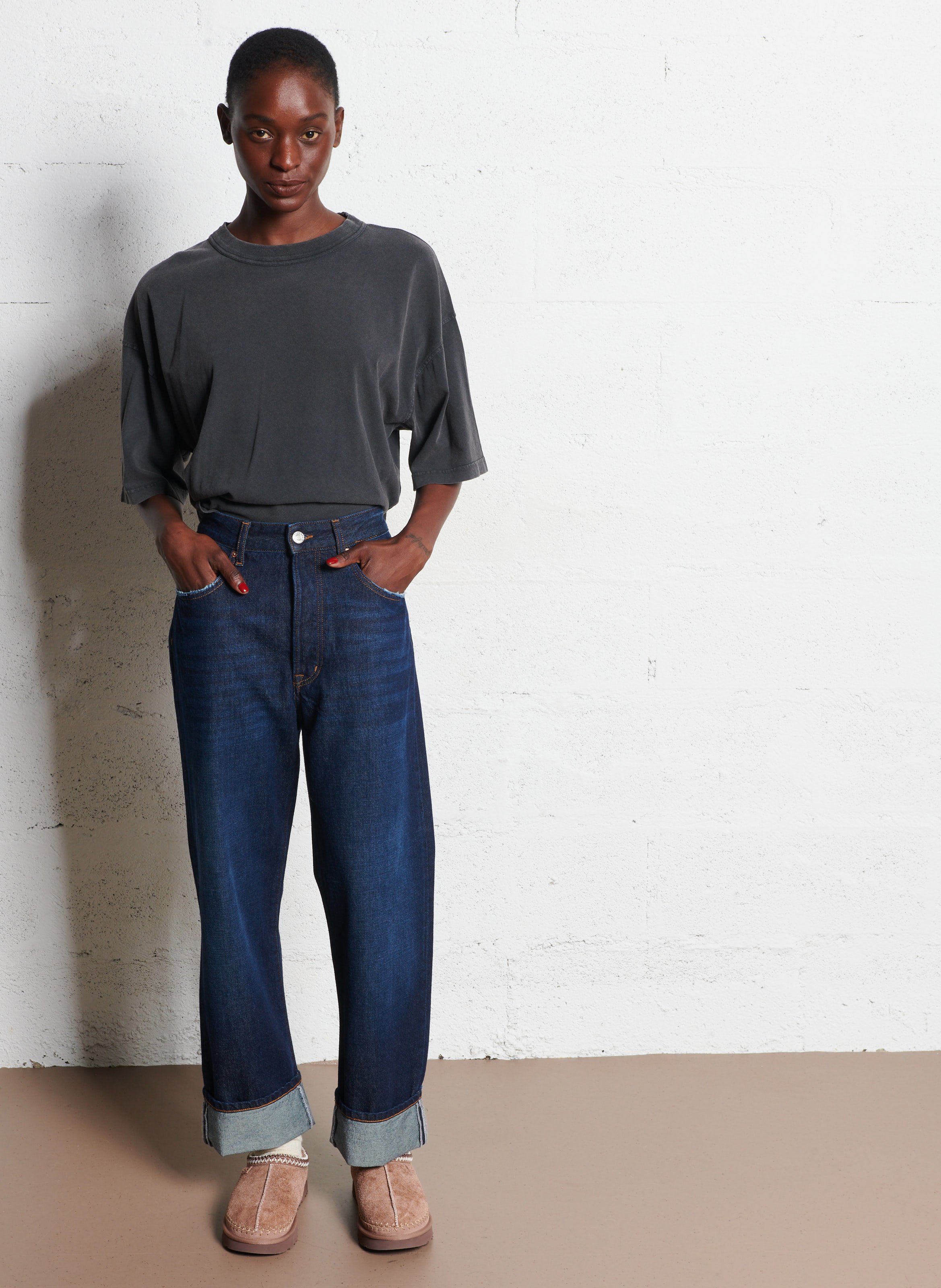 Jean droit en denim de coton BELLEROSE Jean brut