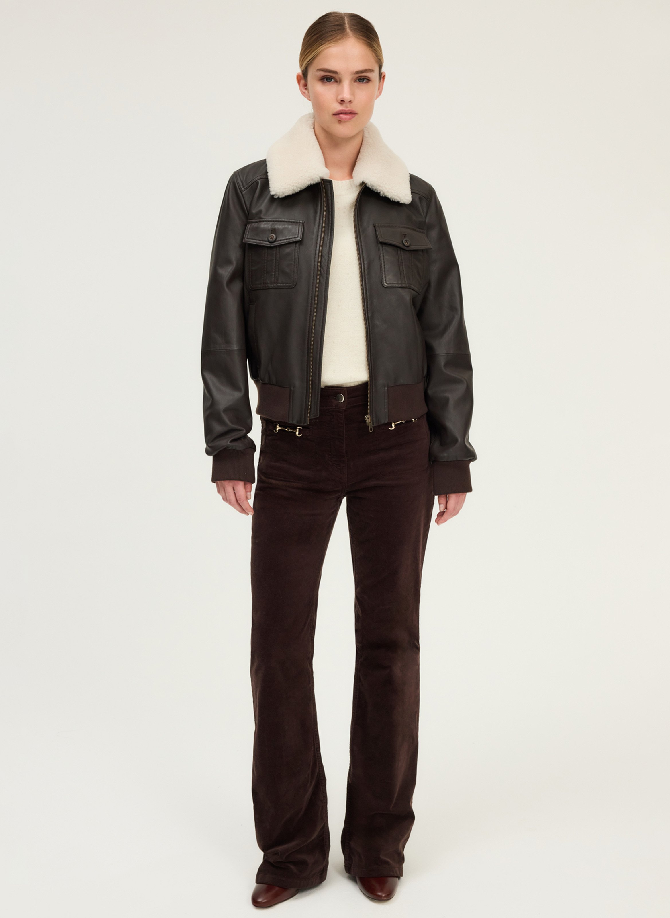 Blouson en cuir PABLO Marron