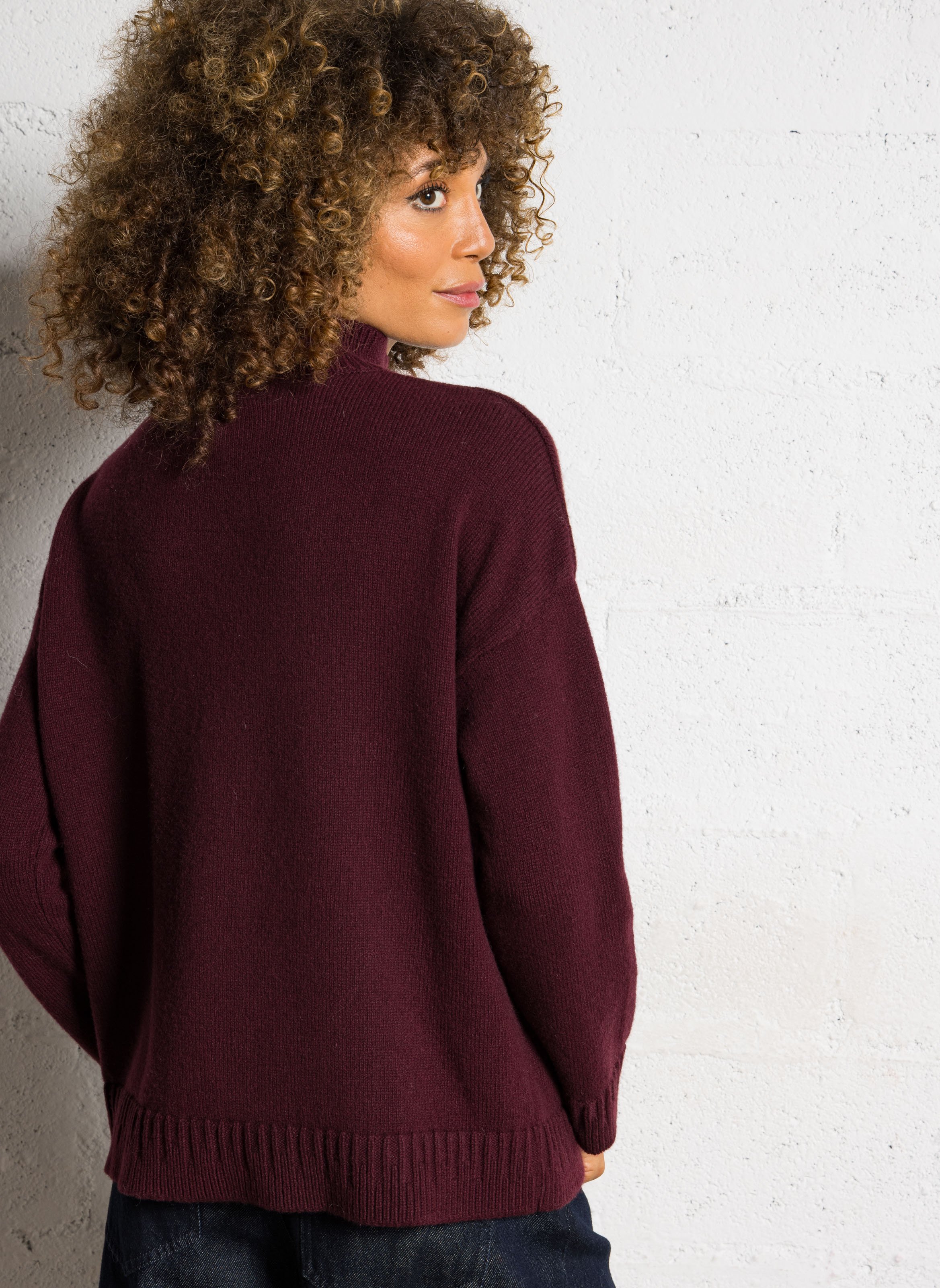 Pull oversize en laine et cachemire MAISON ANJE Prune