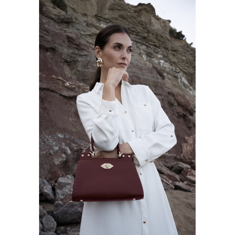 Handbag - cowhide leather POURCHET Red