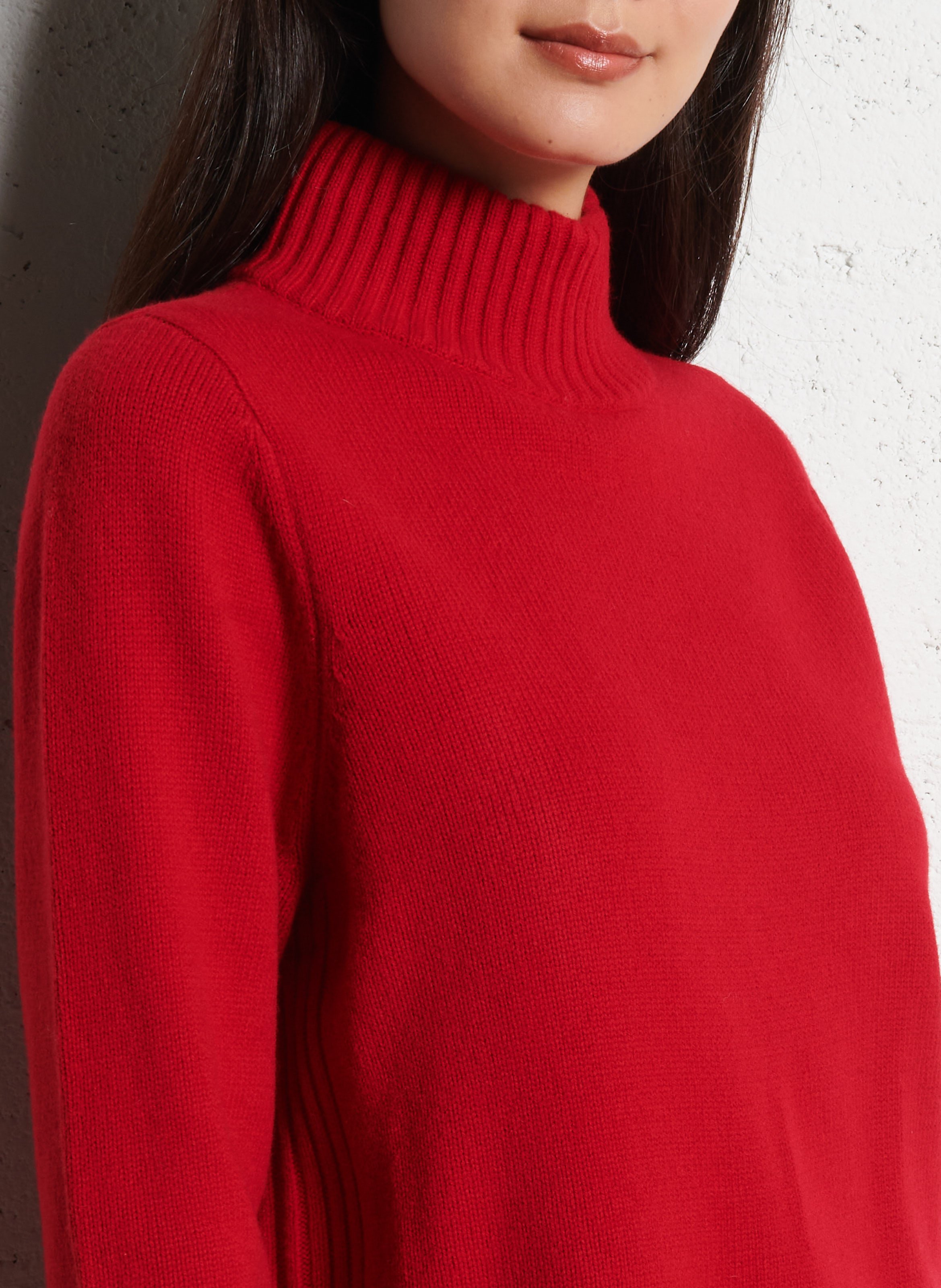 Merino wool regular fit sweater with high collar PETITE MENDIGOTE Red