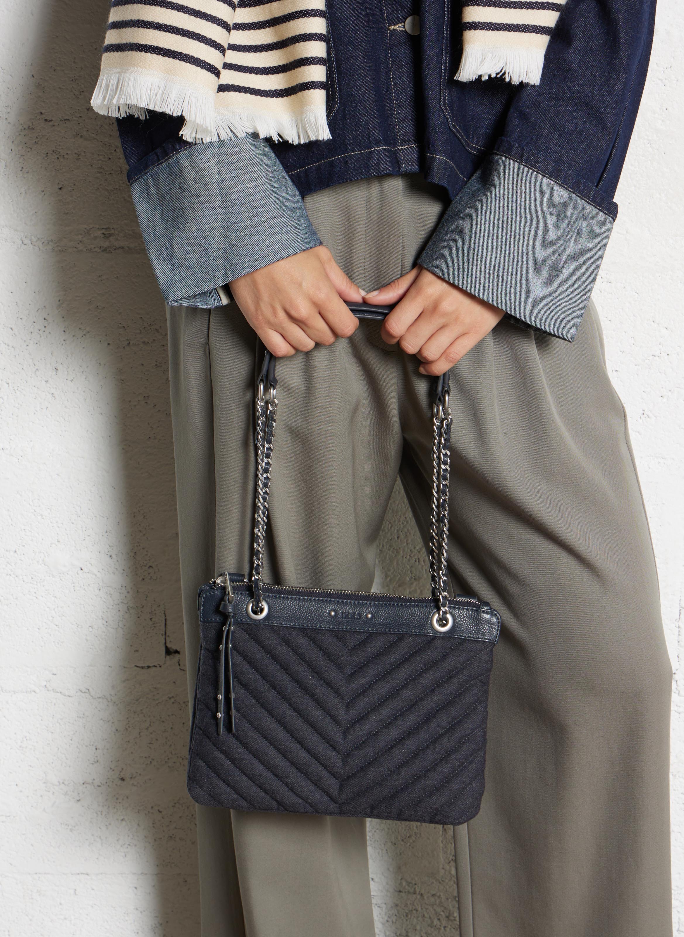 Quilted plain mix clutch bag IKKS Blue