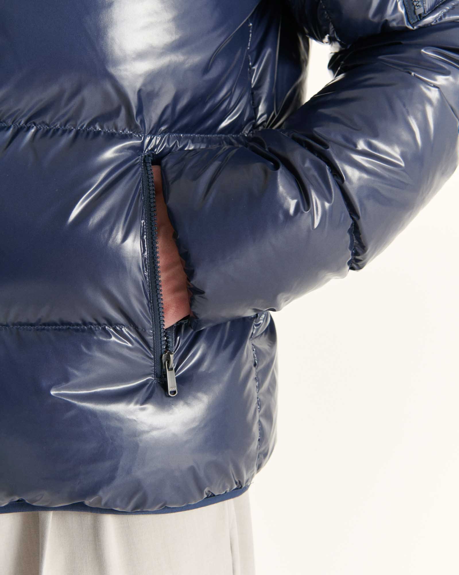 Laquered hooded down jacket for extreme cold - Java JOTT Blue