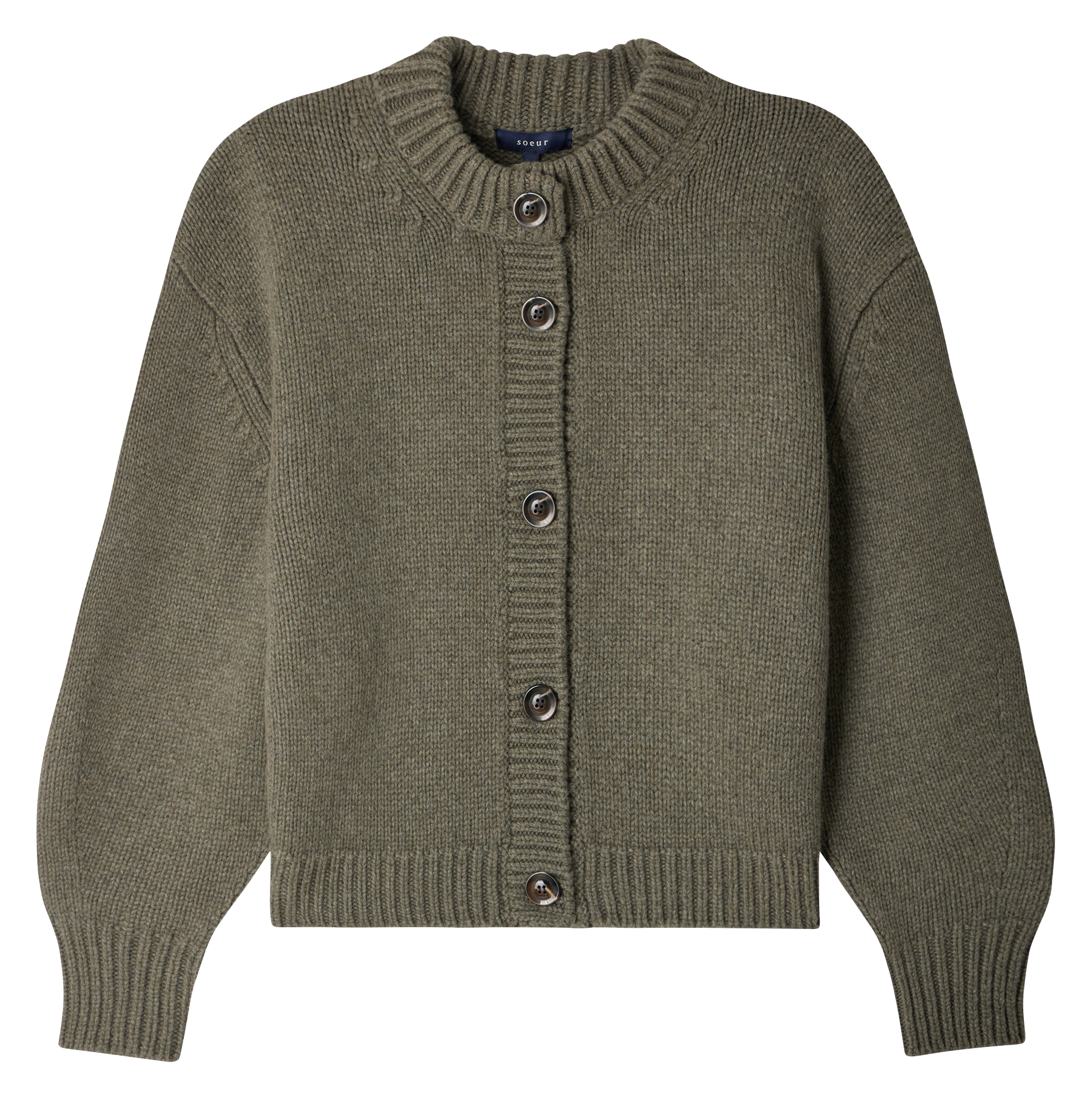 Cardigan col rond en laine SOEUR Gris