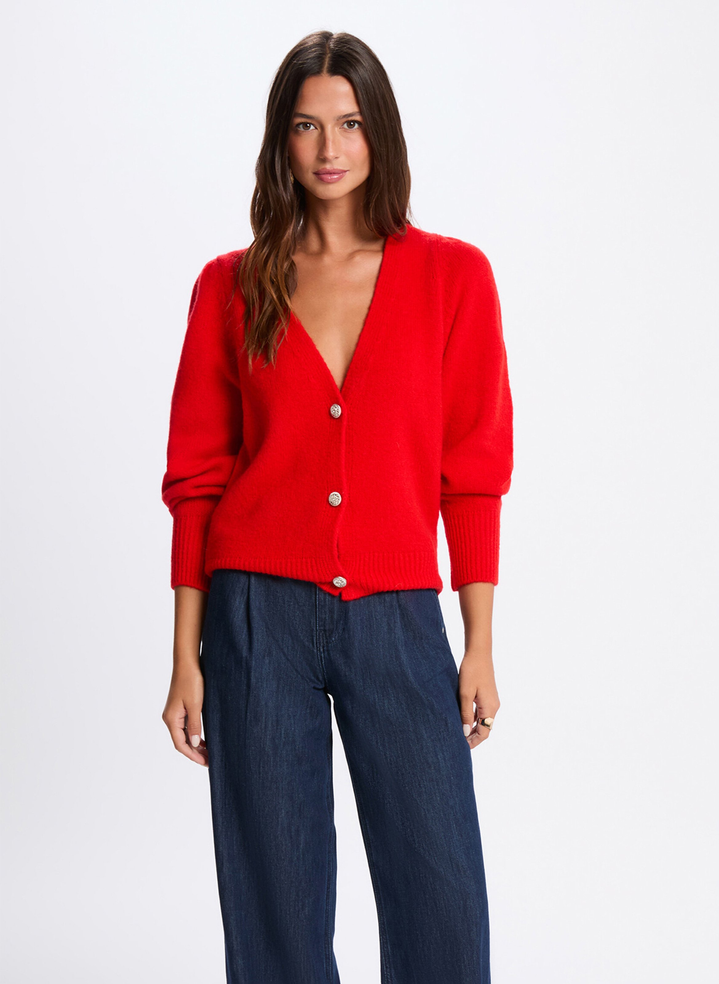 Straight V-neck vest MORGAN Red