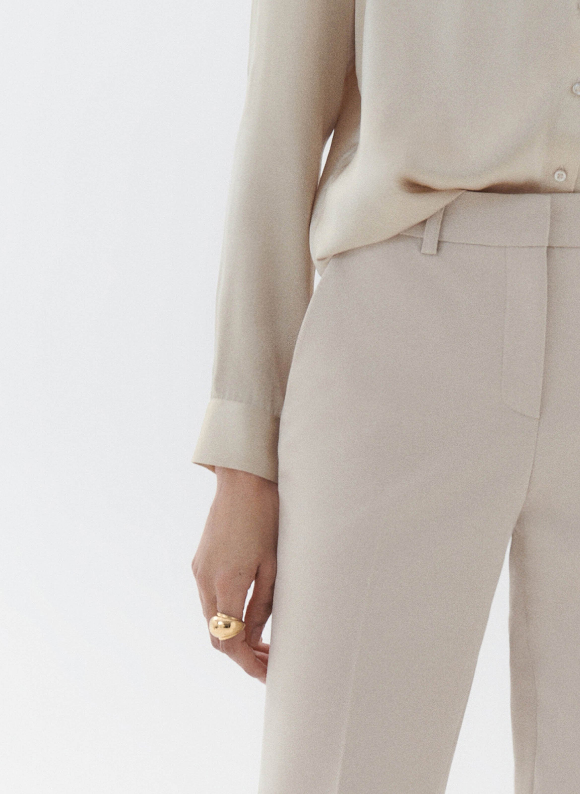 Tapered cotton-blend pants CAROLL Beige