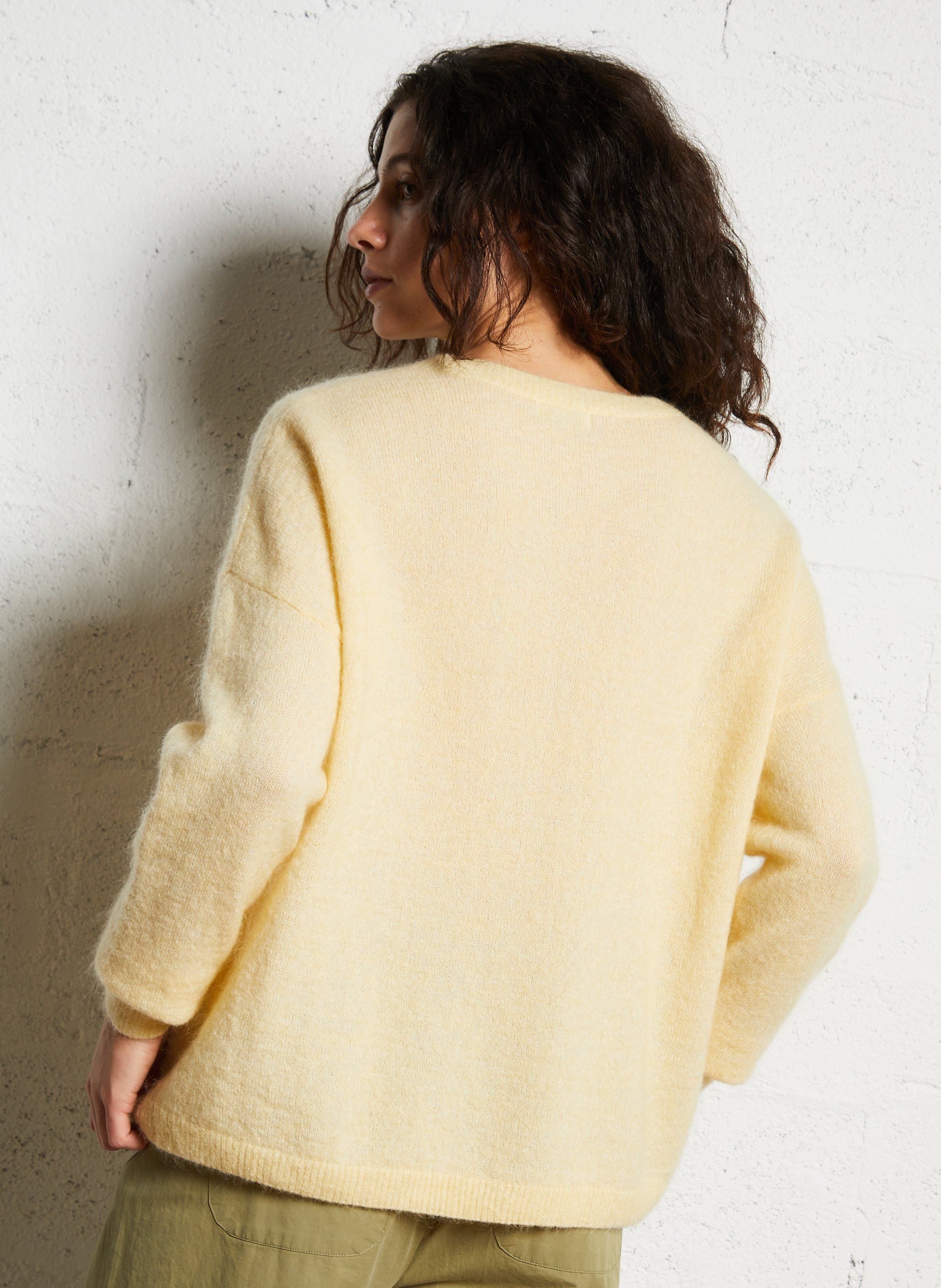 Oversized trui met ronde hals, wolblend JC SOPHIE Geel