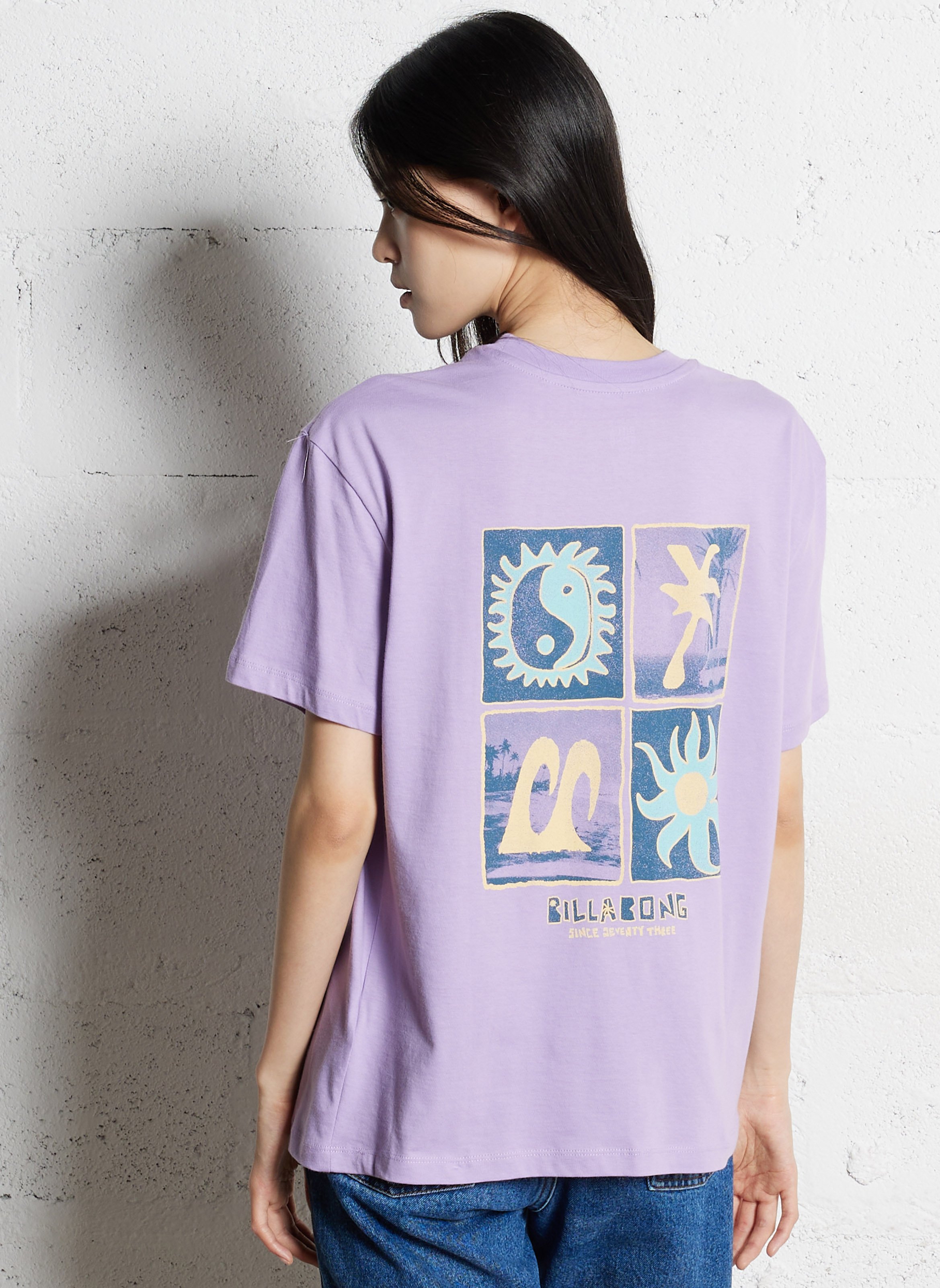 Tee-shirt oversize col rond en coton BILLABONG Violet