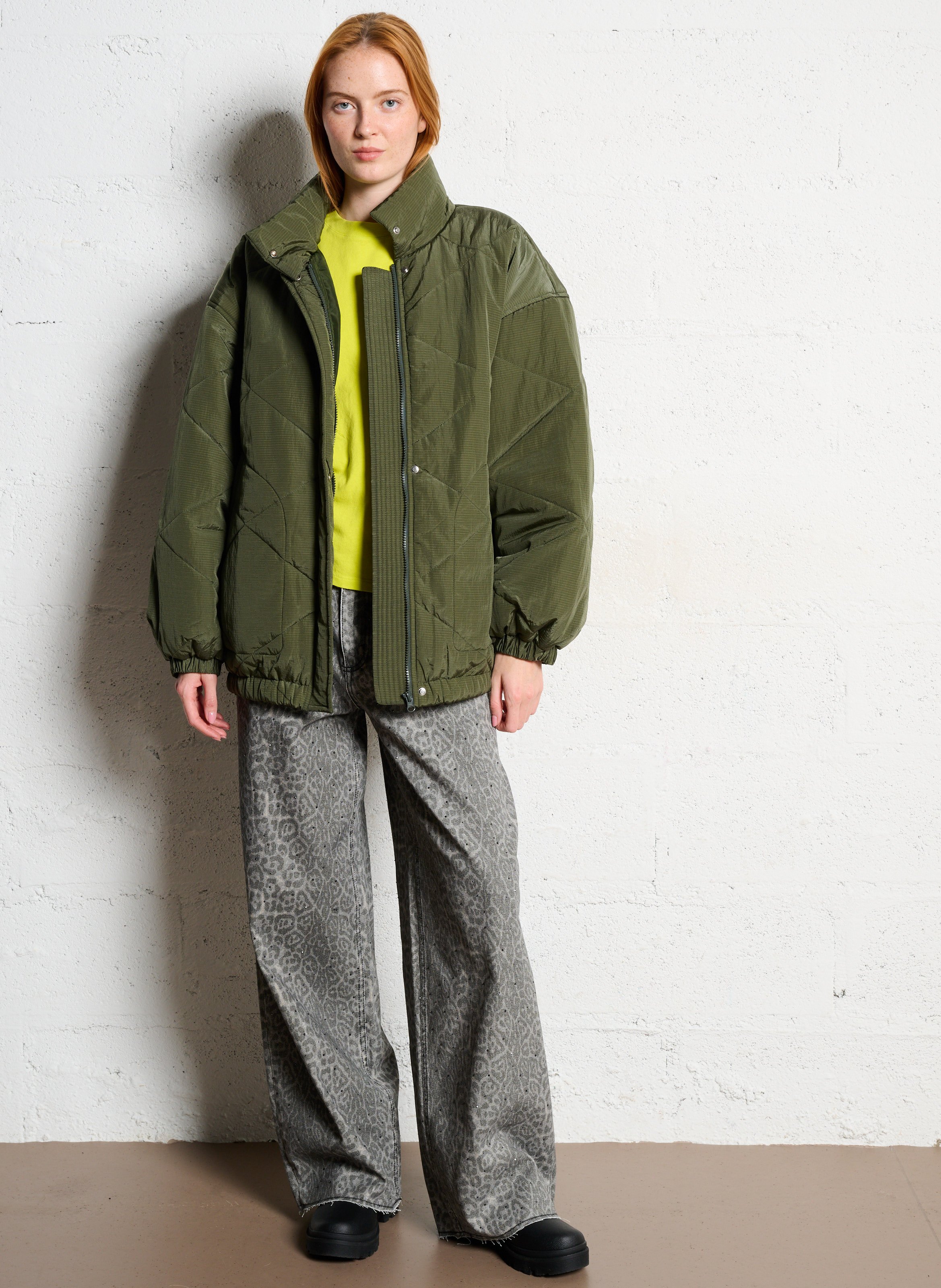 Oversized donsjack met opstaande kraag AMERICAN VINTAGE Groen