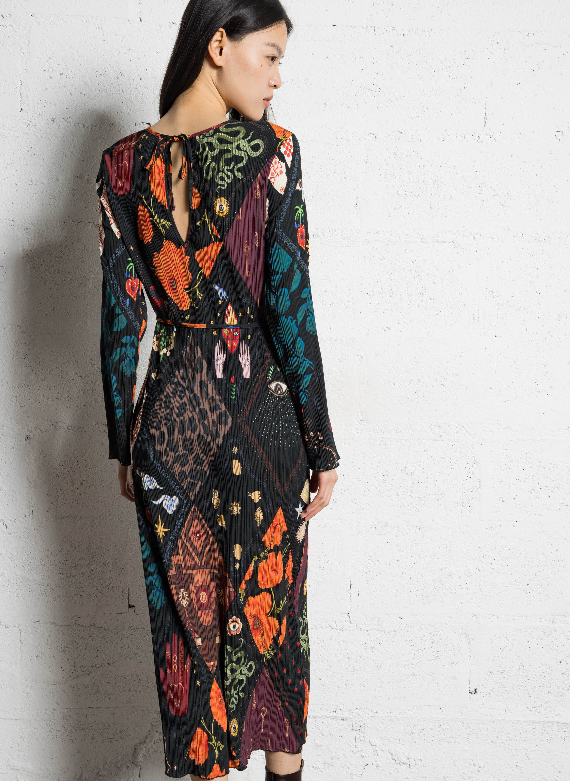 Robe midi col rond imprimée NEVER FULLY DRESSED Multicolore