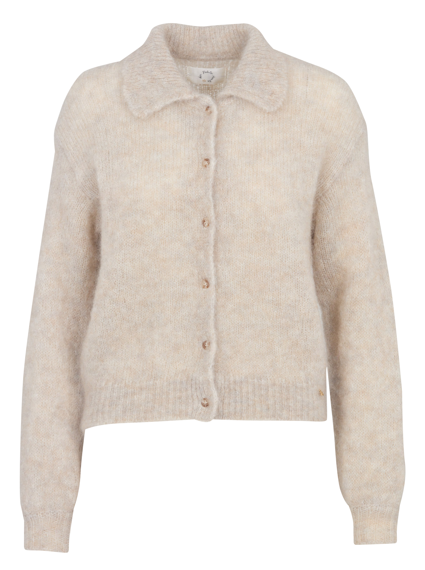 Polo-Kragen-Strickjacke aus meliertem Mohair DES PETITS HAUTS