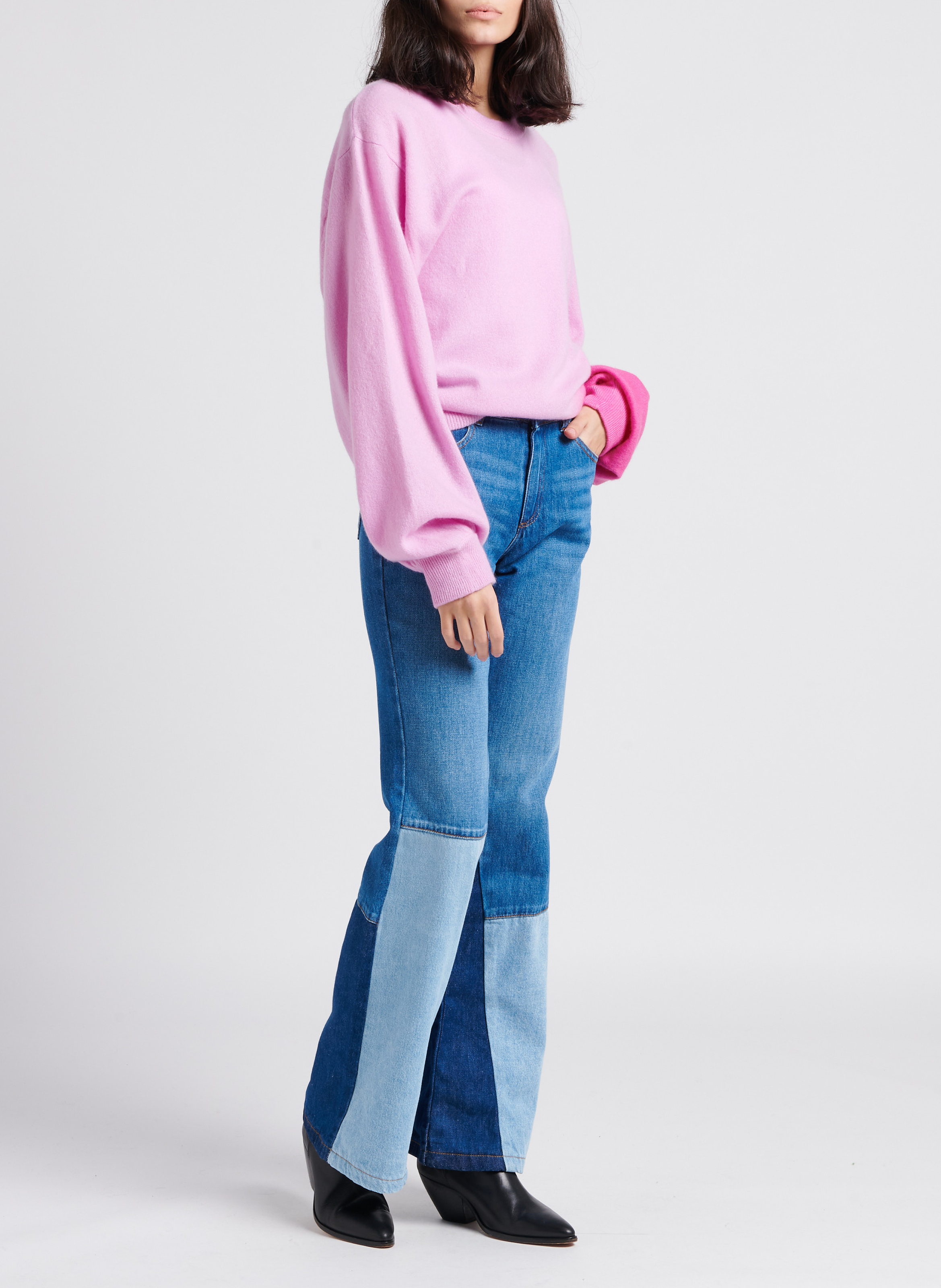 Trui van kasjmier met ronde hals CRUSH Roze