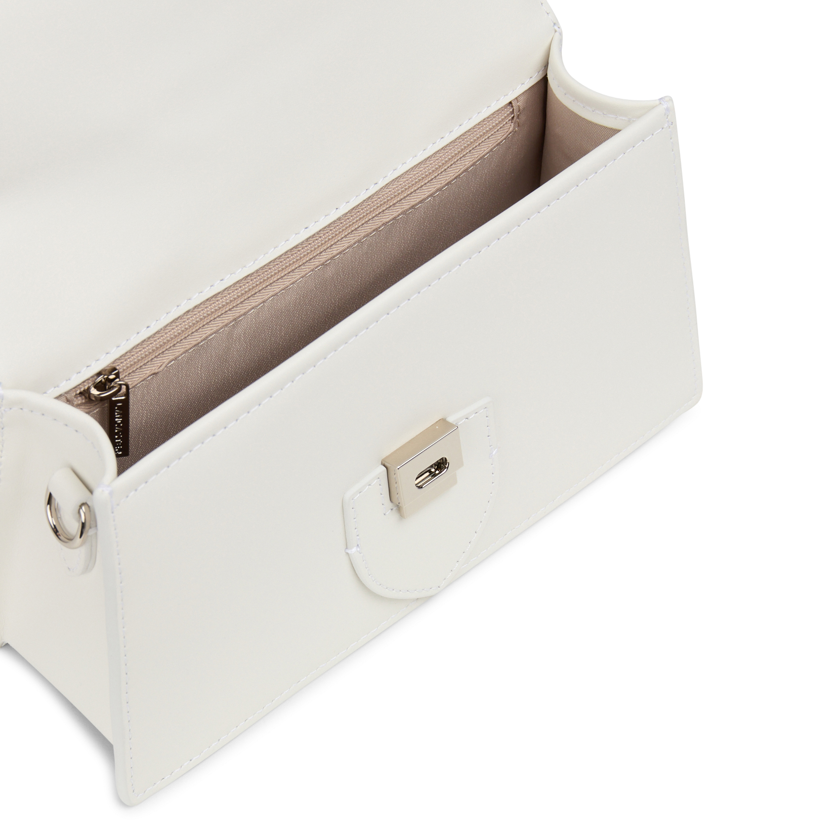 Bowlingtasche aus genarbtem Leder mit Reißverschluss LANCASTER PARIS Weiss