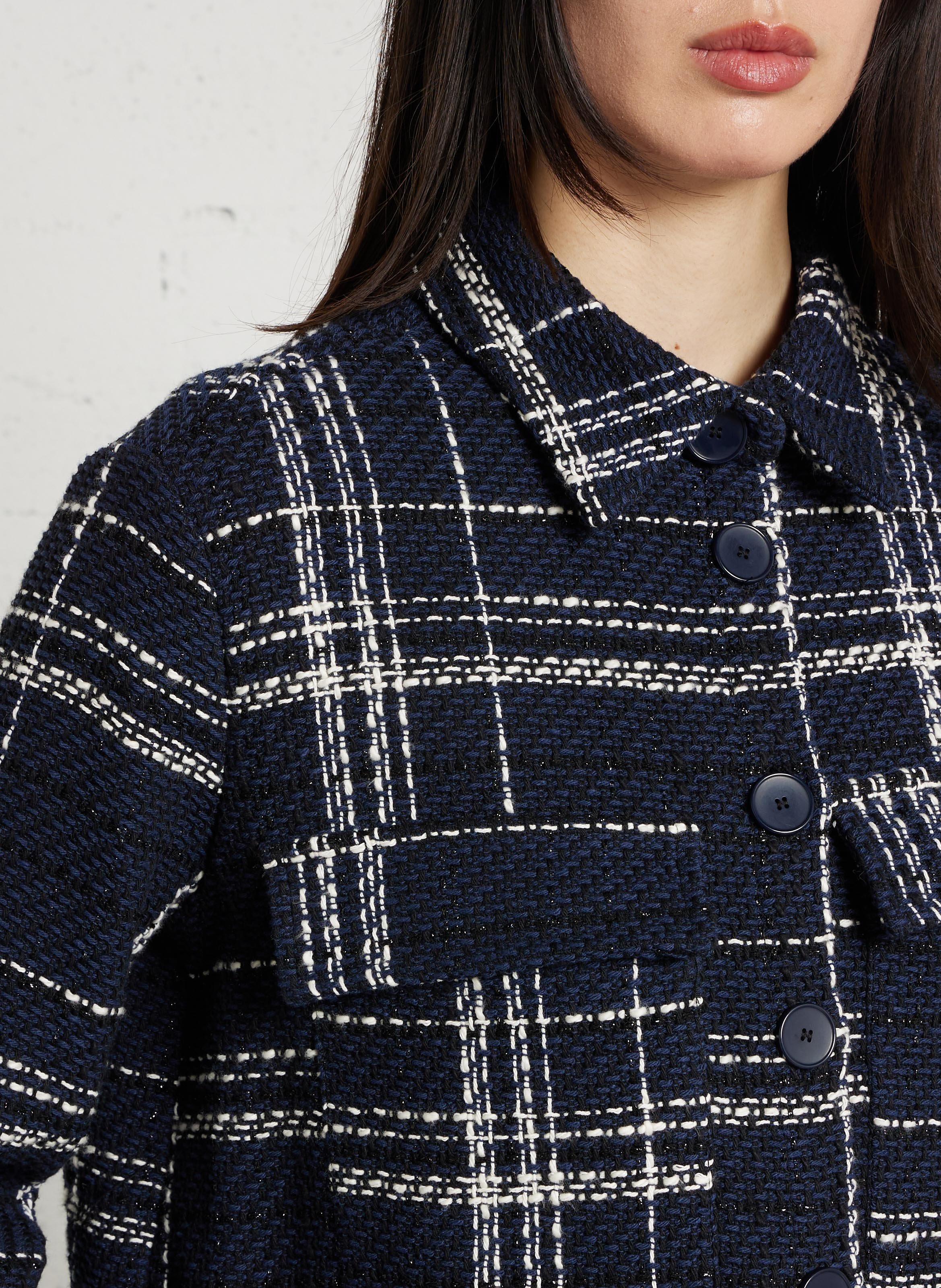 Cotton-blend coat with classic collar PLEASE Blue