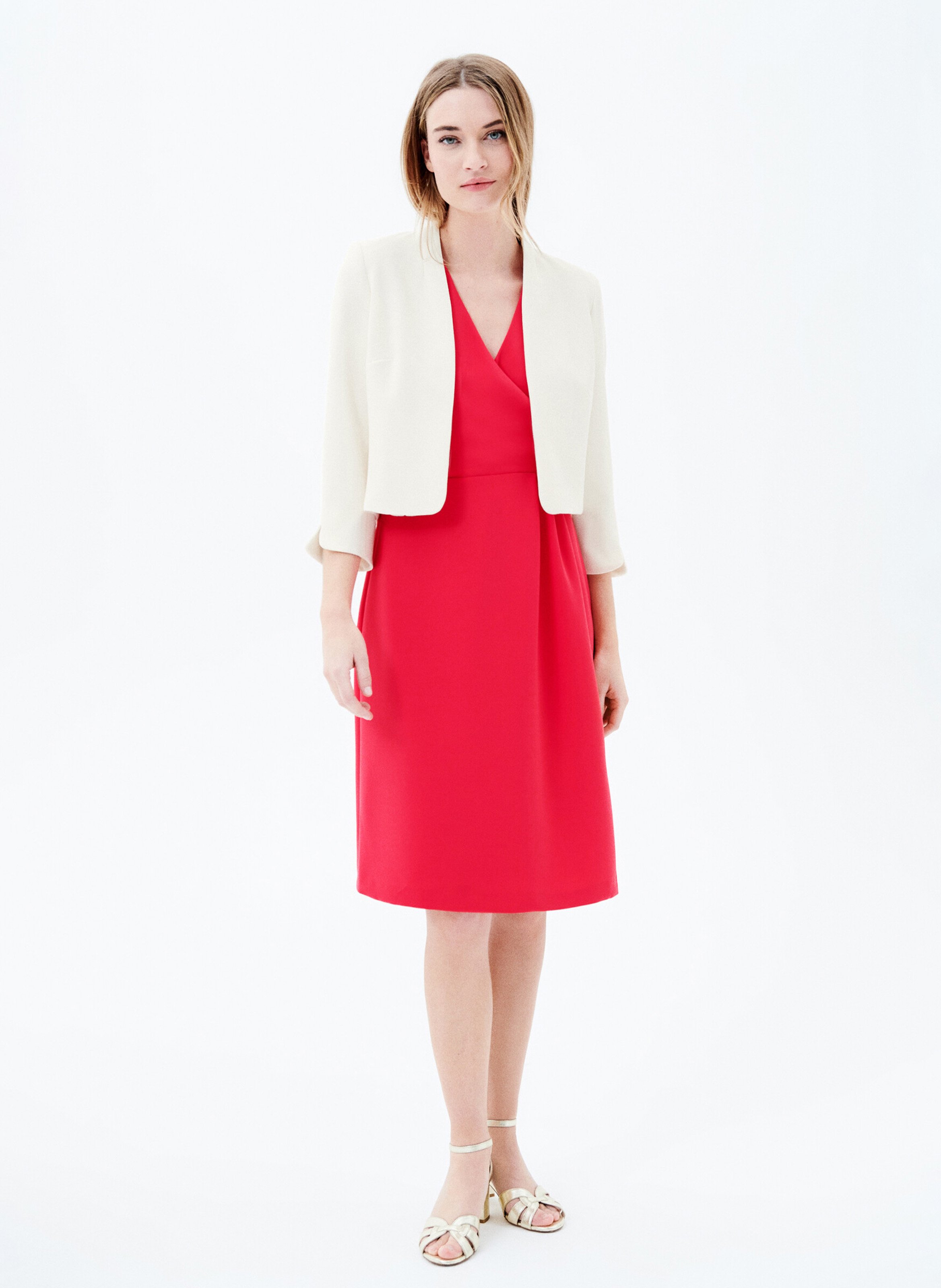 Veste courte droite  CAROLL Beige