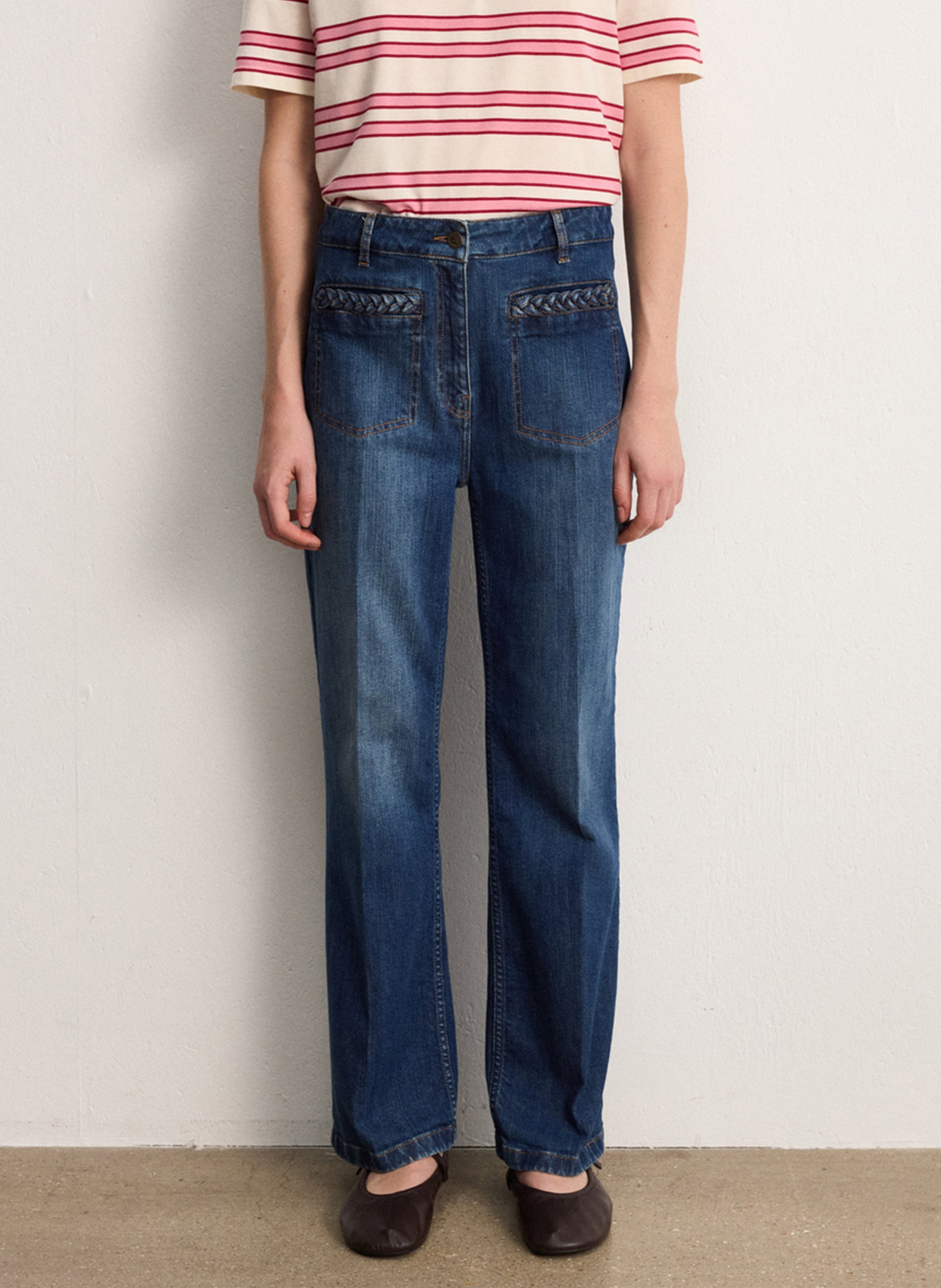 Jean droit en coton mélangé PABLO Bleu