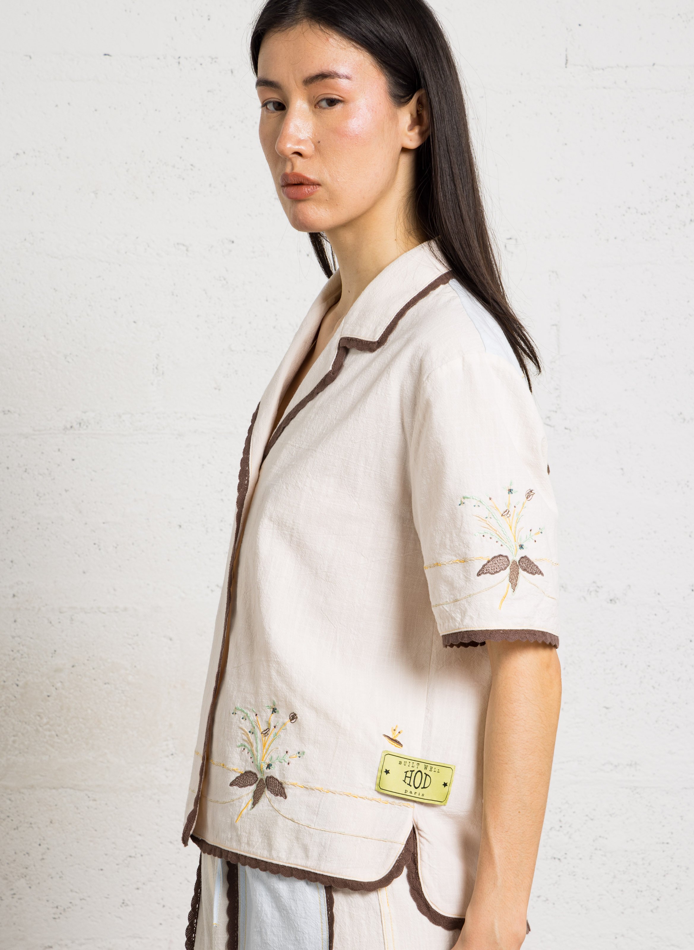 Straight button-down shirt with embroideries HOD PARIS White